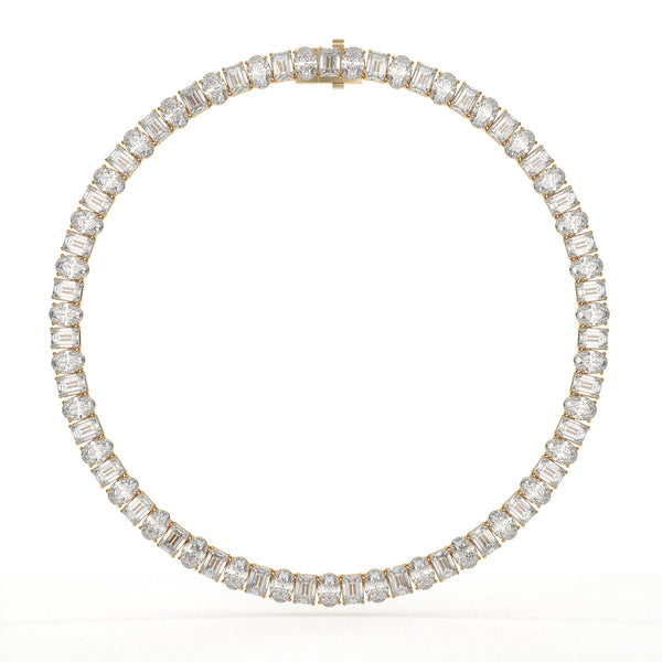 Emerald And Oval Diamond Tennis Necklace