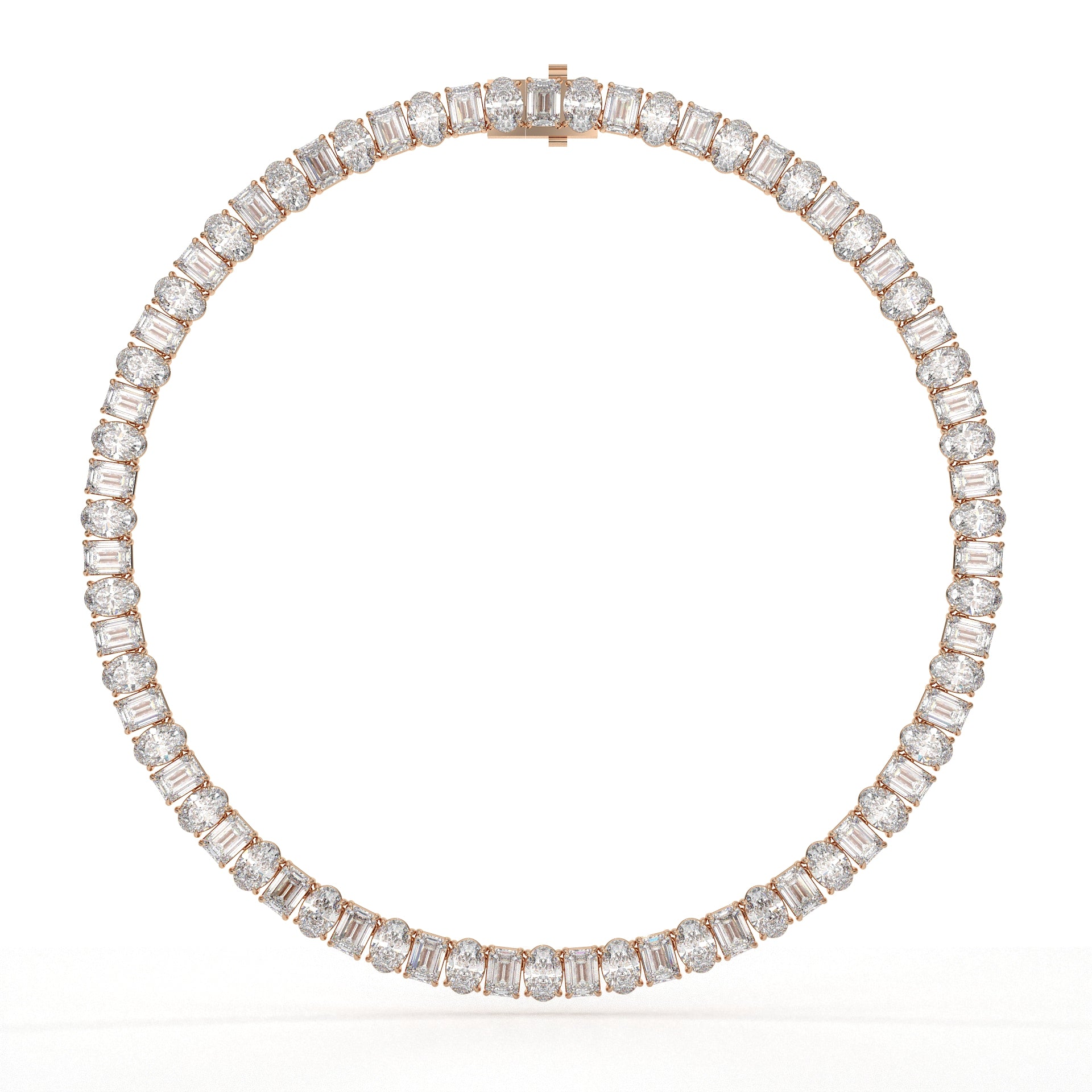 Emerald And Oval Diamond Tennis Necklace