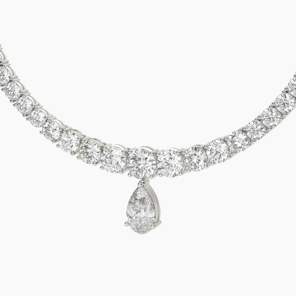 79 Carat Pear And Round Diamond Drop Necklace