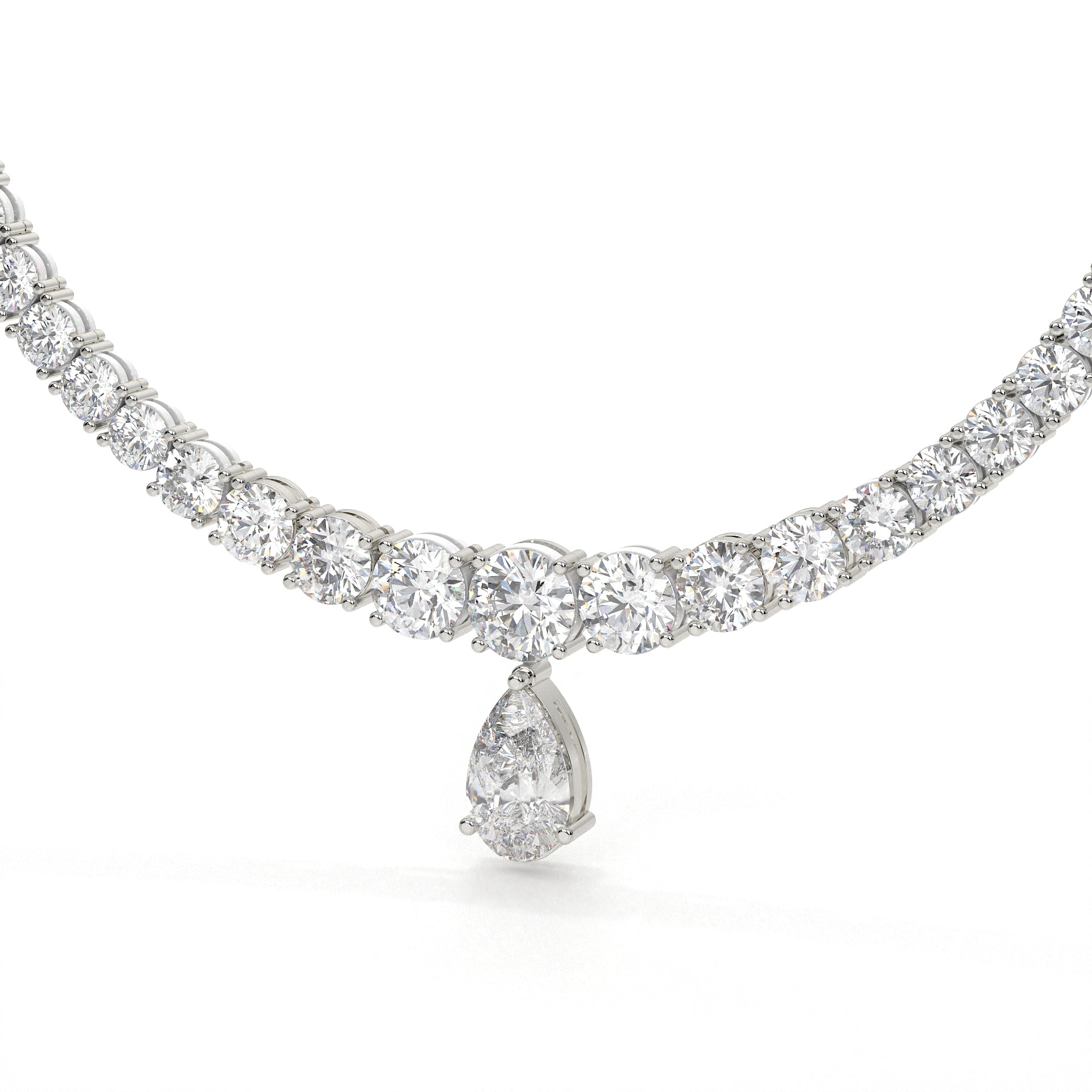 Carat Pear And Round Diamond Drop Necklace