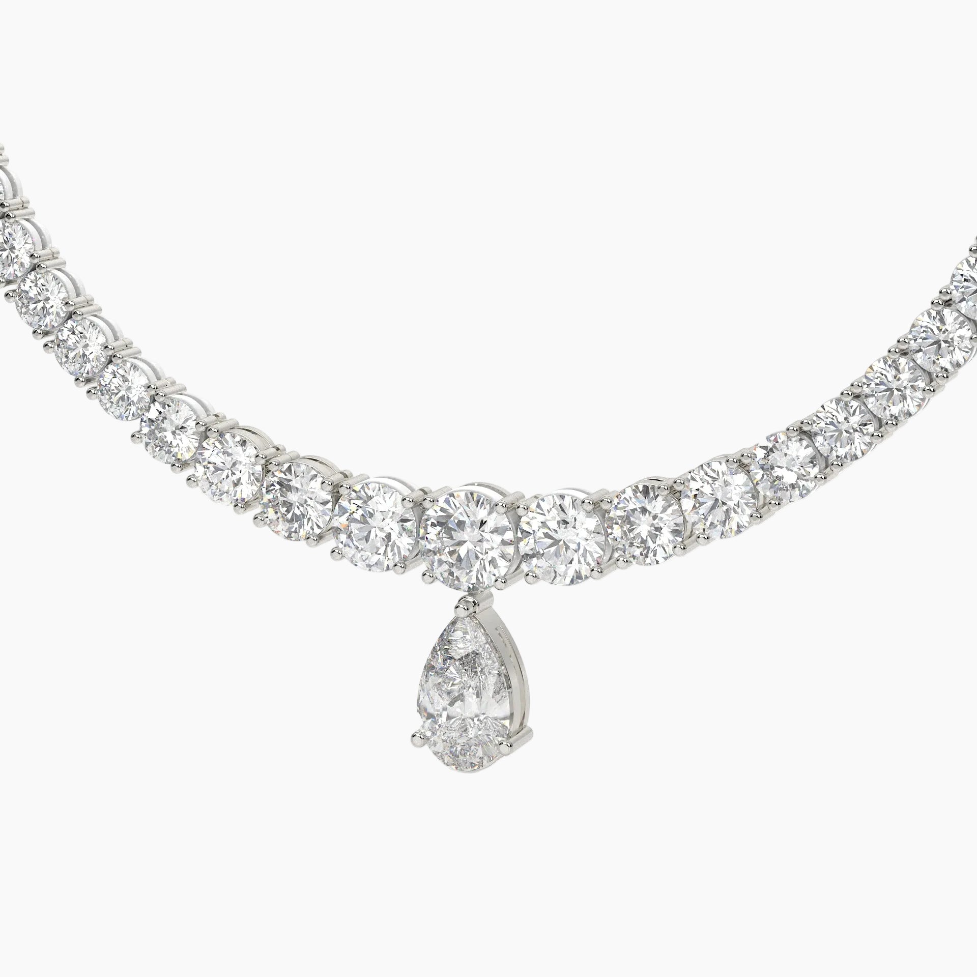 79 Carat Pear And Round Diamond Drop Necklace