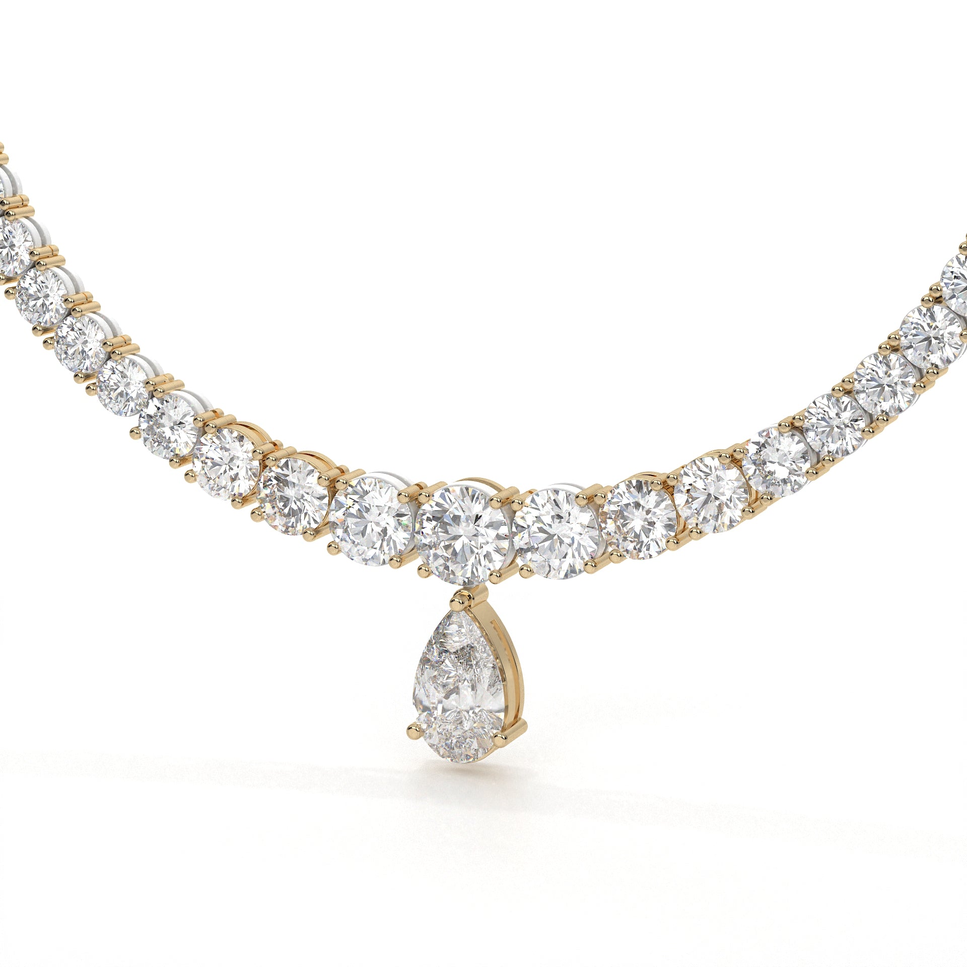 Carat Pear And Round Diamond Drop Necklace