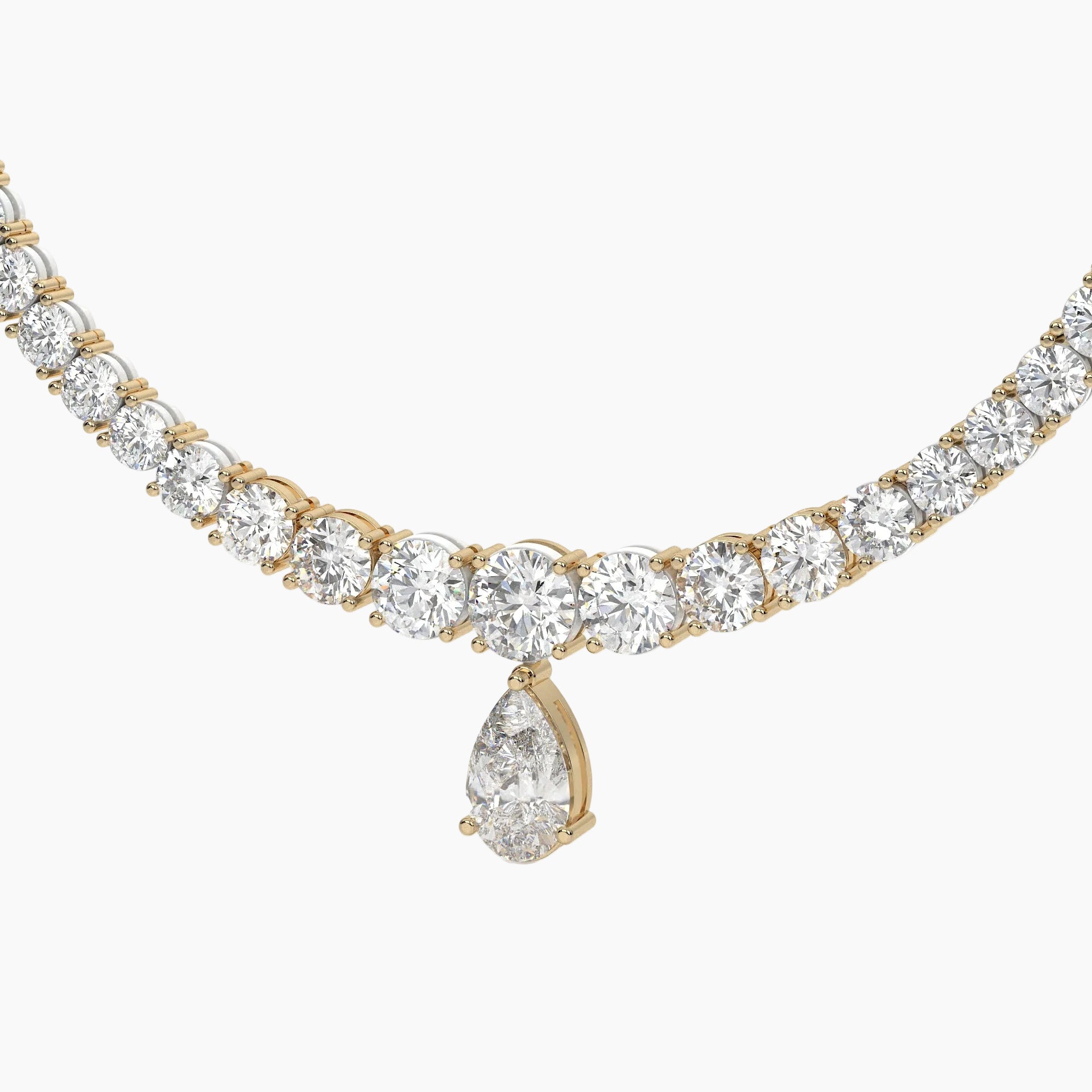 79 Carat Pear And Round Diamond Drop Necklace