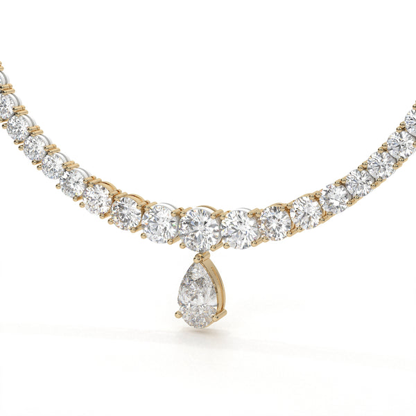 Carat Pear And Round Diamond Drop Necklace
