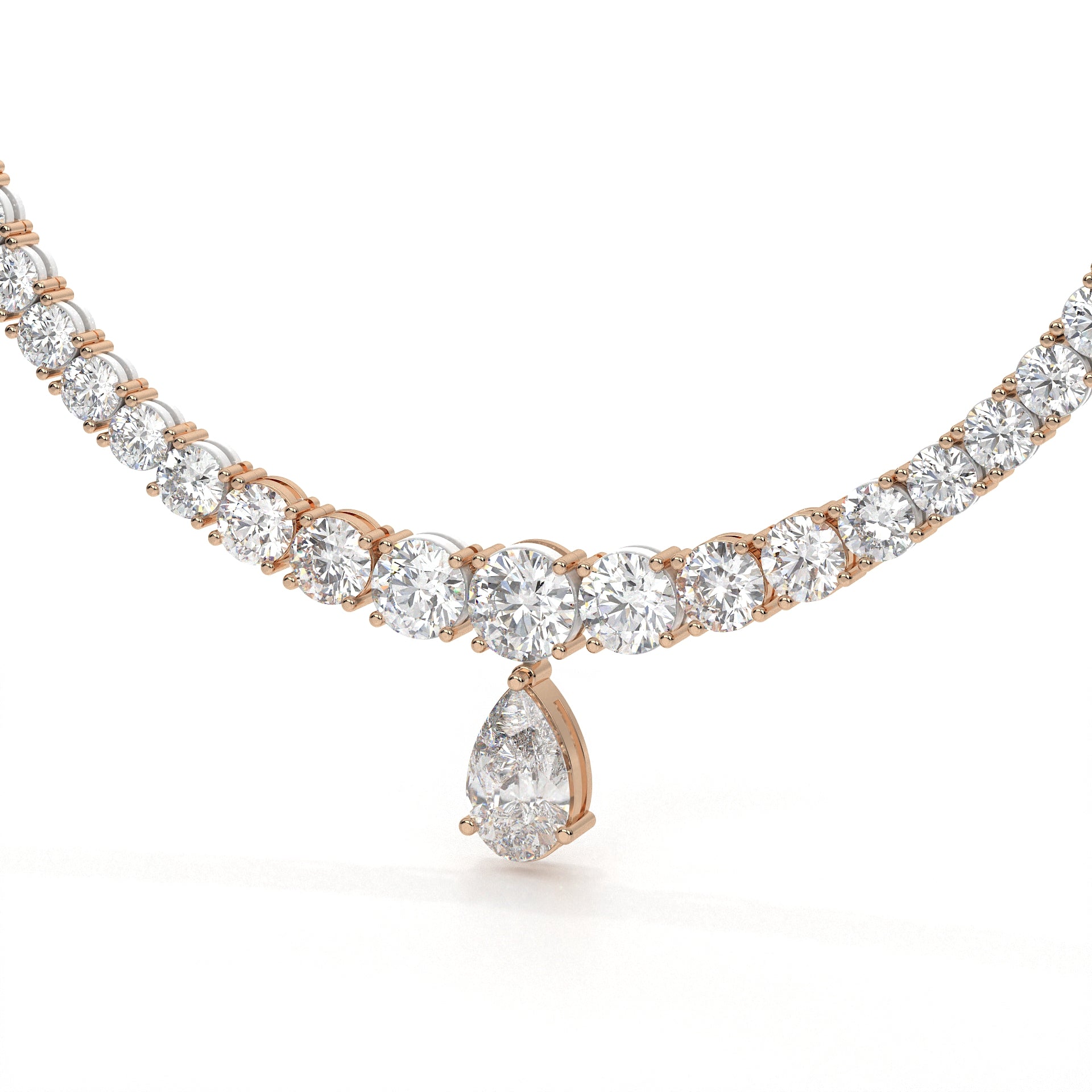 Carat Pear And Round Diamond Drop Necklace