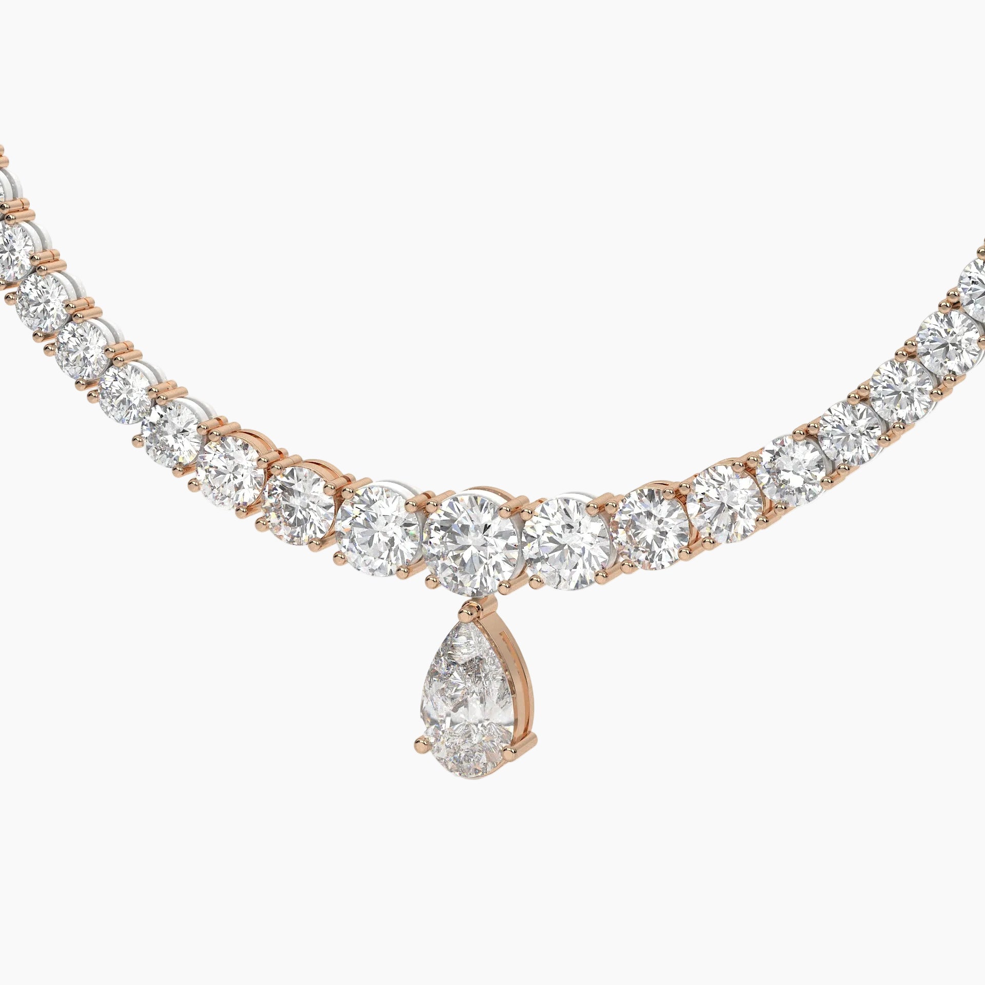 79 Carat Pear And Round Diamond Drop Necklace