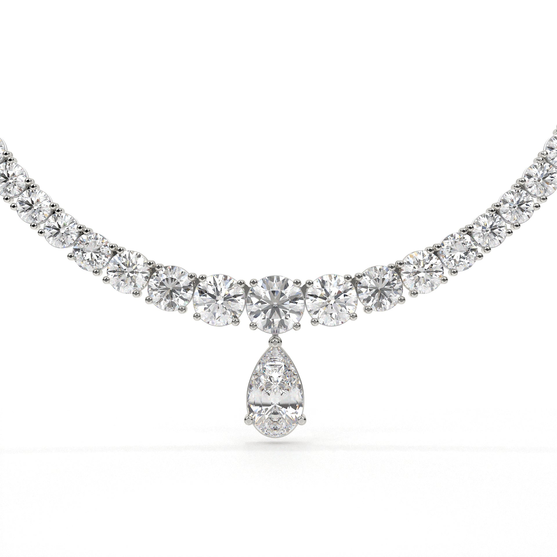 Carat Pear And Round Diamond Drop Necklace