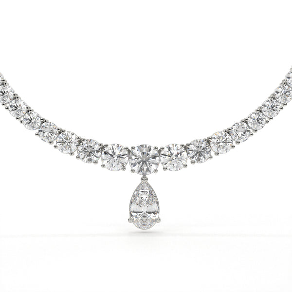 Carat Pear And Round Diamond Drop Necklace