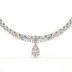 Carat Pear And Round Diamond Drop Necklace