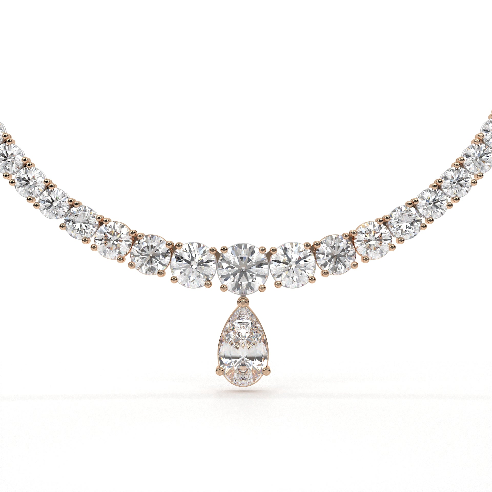 Carat Pear And Round Diamond Drop Necklace