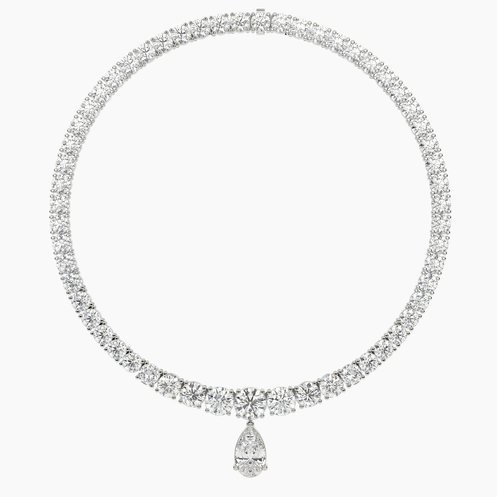 79 Carat Pear And Round Diamond Drop Necklace