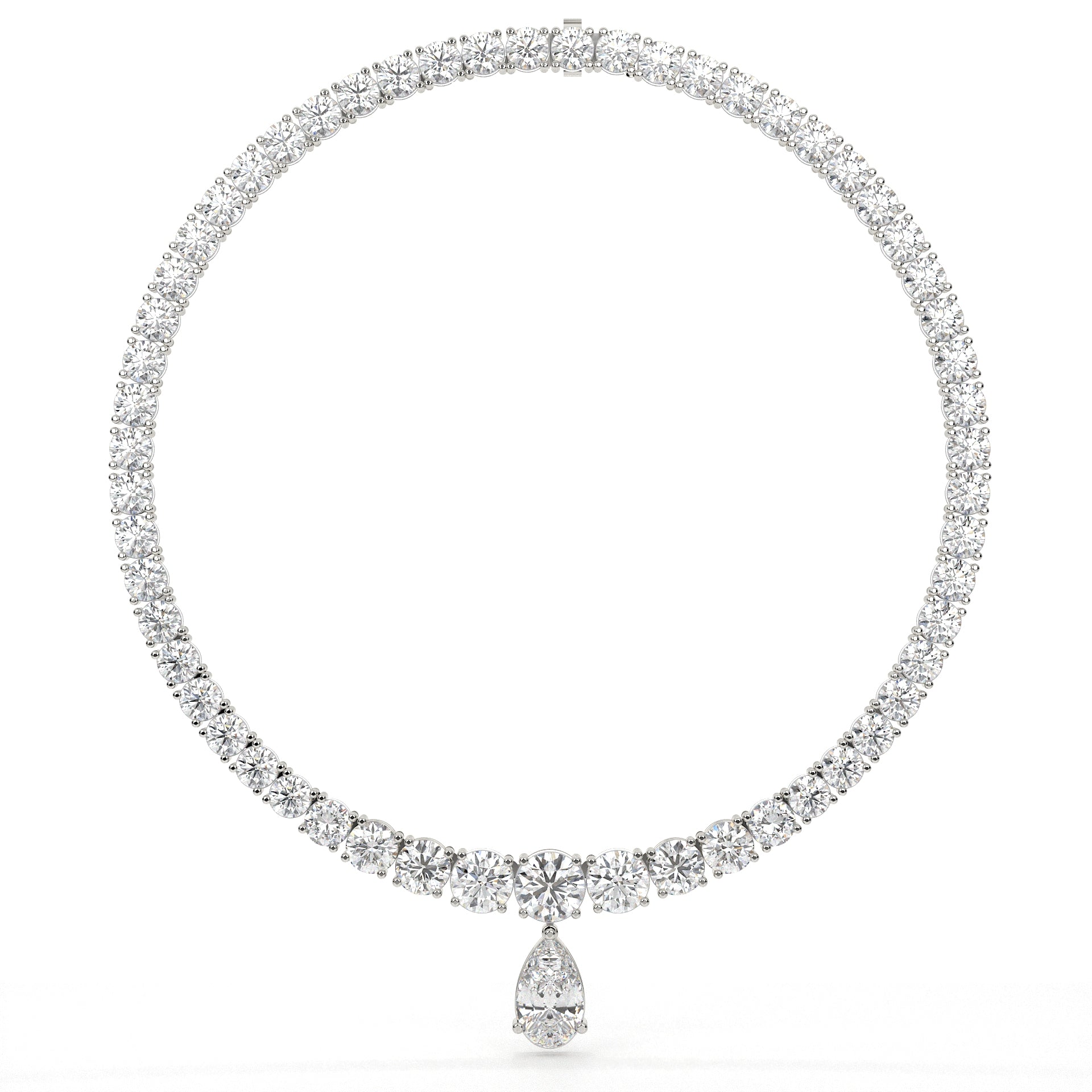 Carat Pear And Round Diamond Drop Necklace