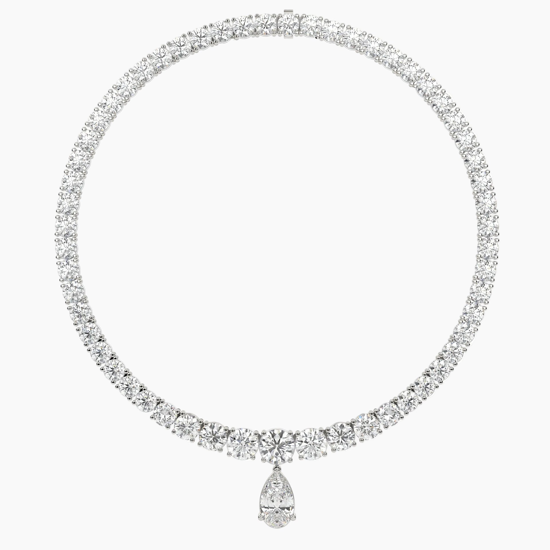 79 Carat Pear And Round Diamond Drop Necklace