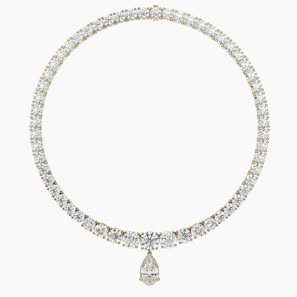 79 Carat Pear And Round Diamond Drop Necklace