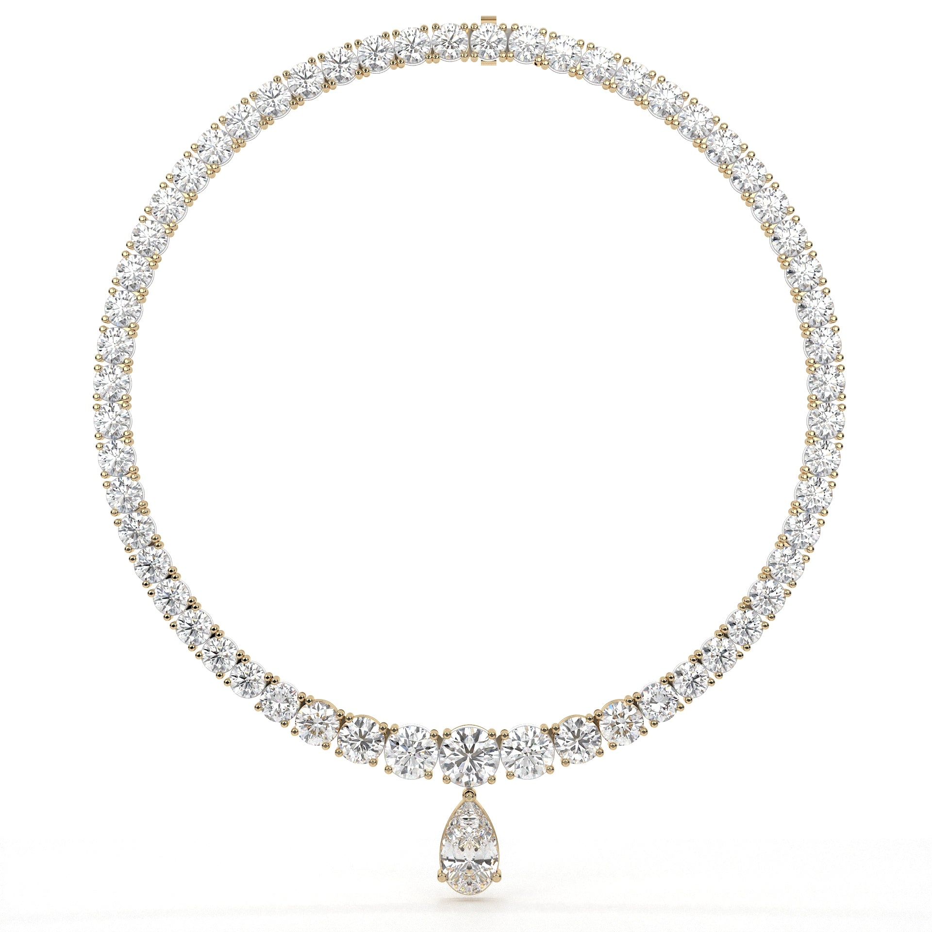 Carat Pear And Round Diamond Drop Necklace
