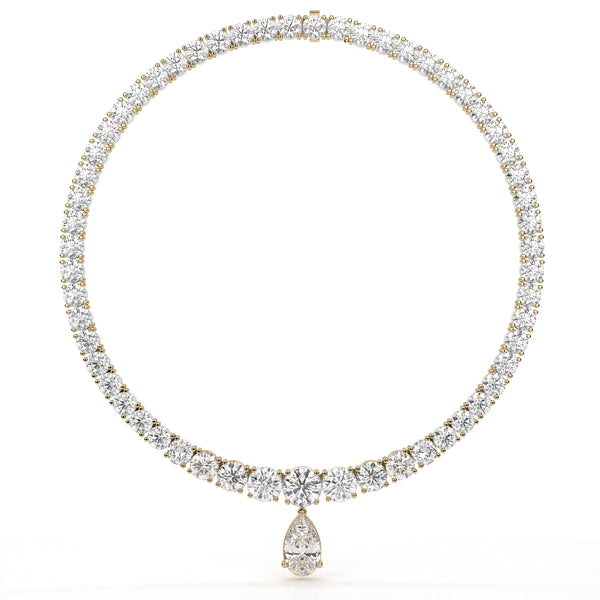 Carat Pear And Round Diamond Drop Necklace