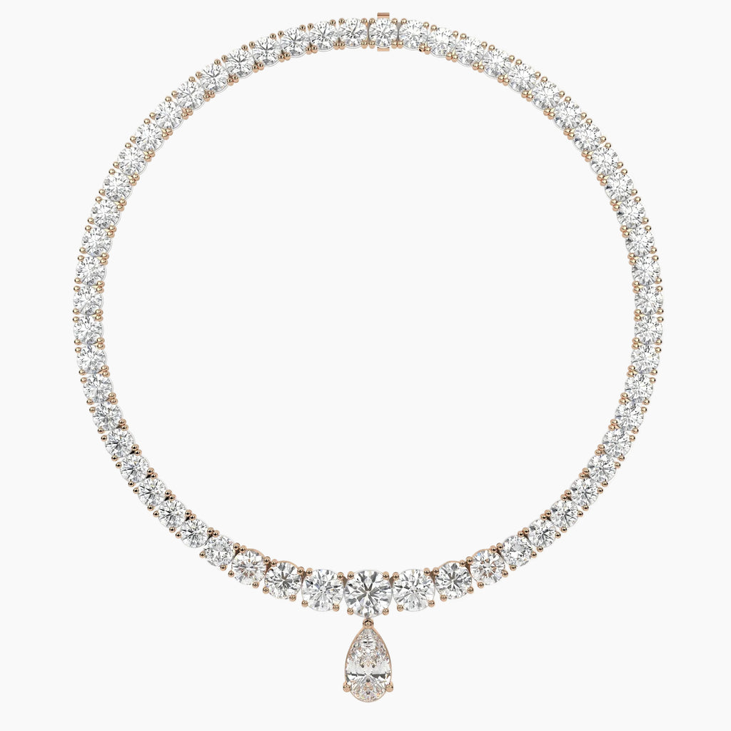 79 Carat Pear And Round Diamond Drop Necklace