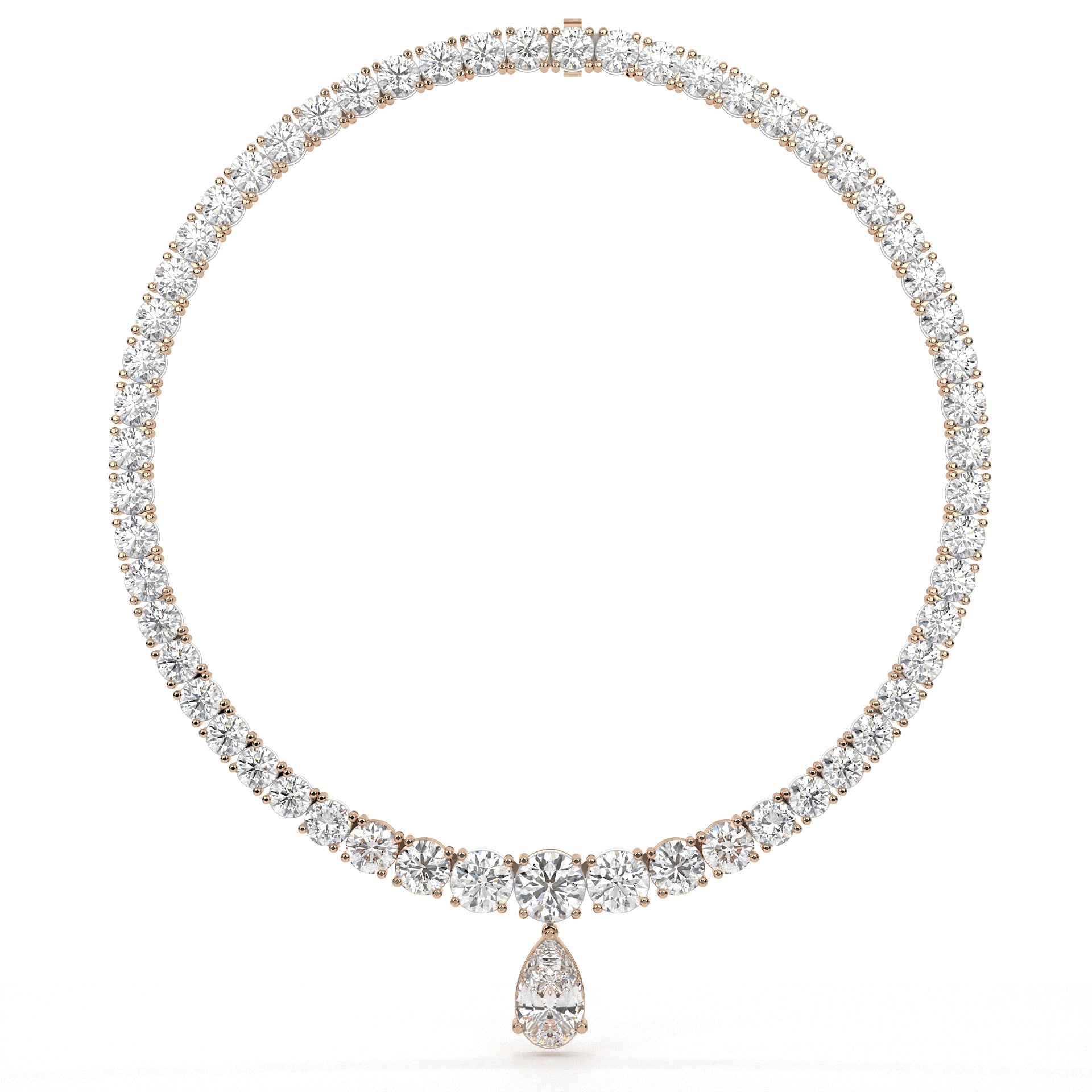 Carat Pear And Round Diamond Drop Necklace