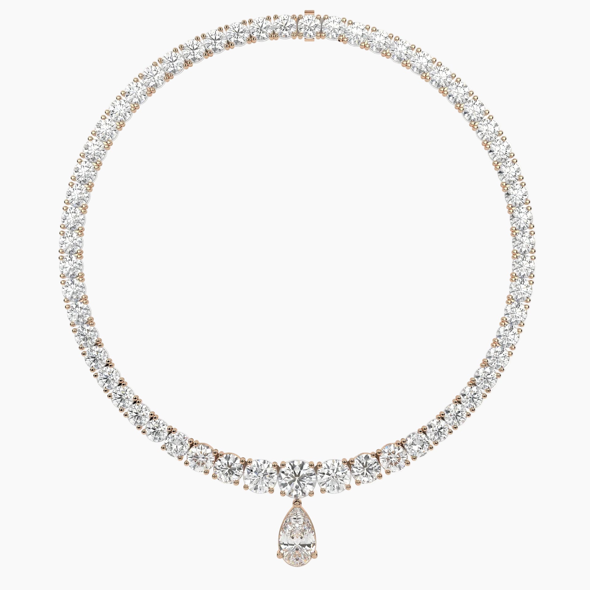 79 Carat Pear And Round Diamond Drop Necklace