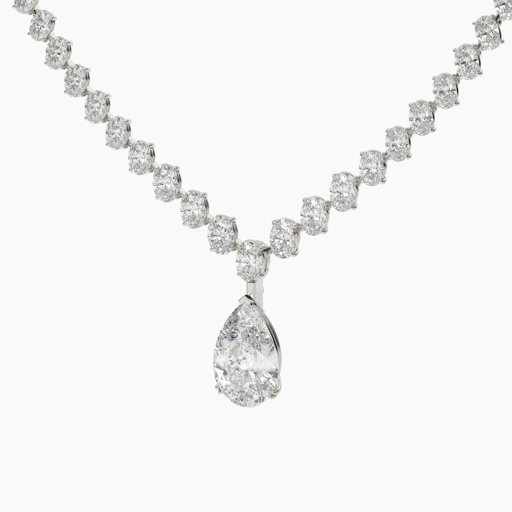 39 Carat Pear And Oval Lab Grown Diamond Drop Necklace