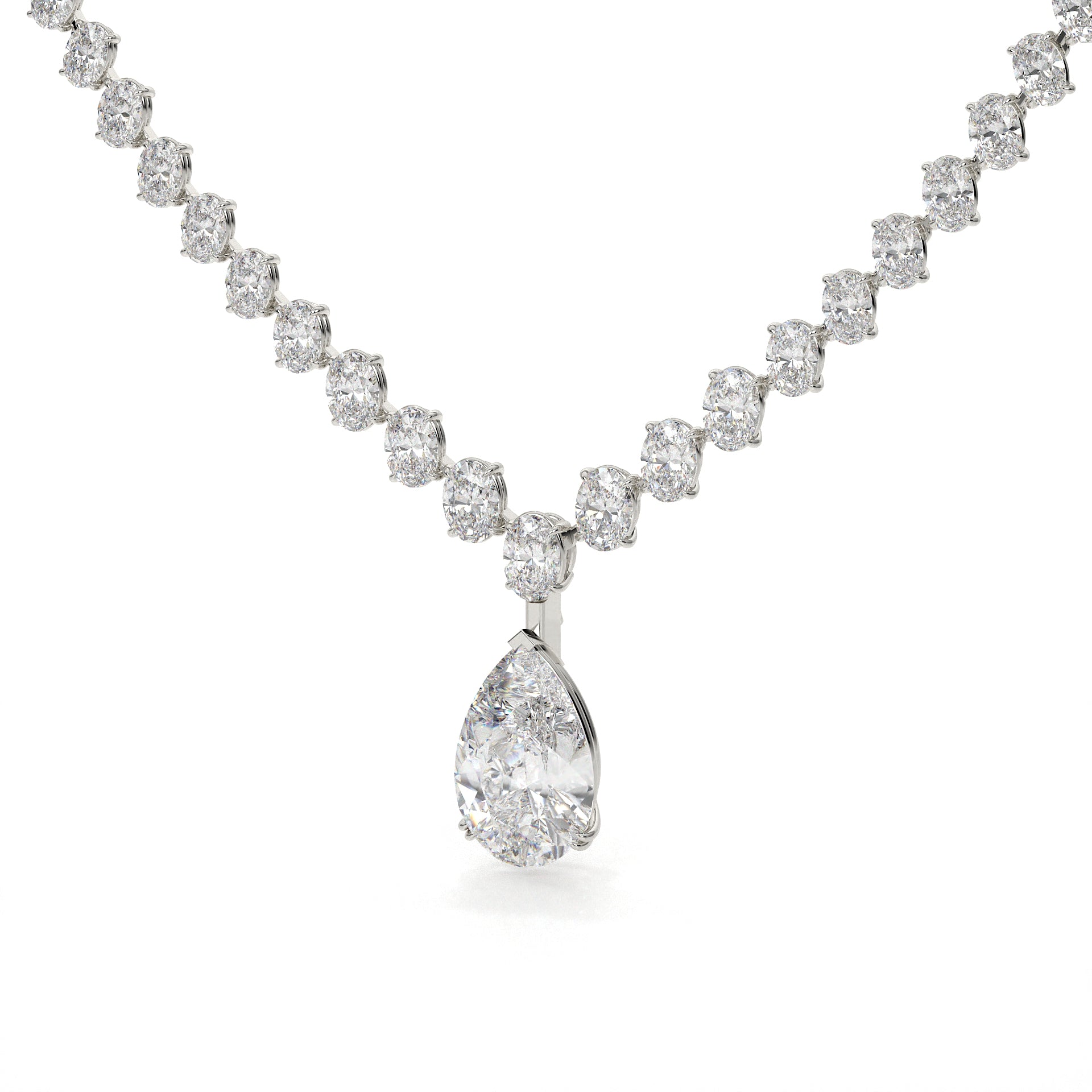 Pear And Oval Lab Grown Diamond Drop Necklace