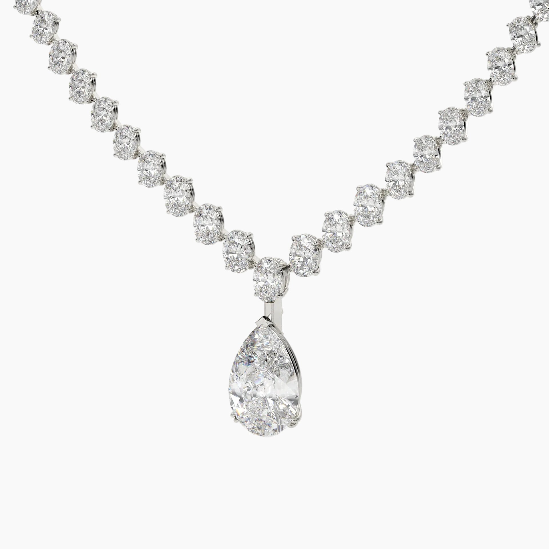 39 Carat Pear And Oval Lab Grown Diamond Drop Necklace