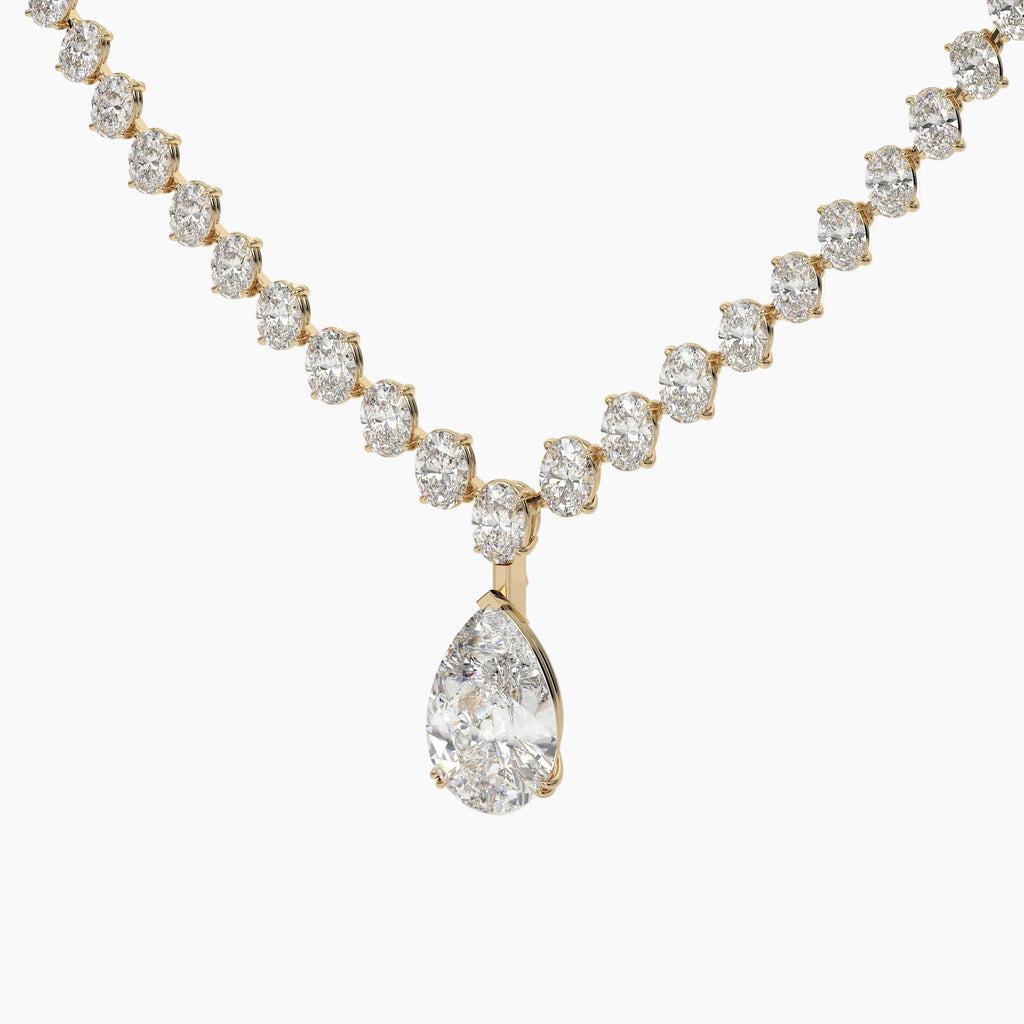 39 Carat Pear And Oval Lab Grown Diamond Drop Necklace
