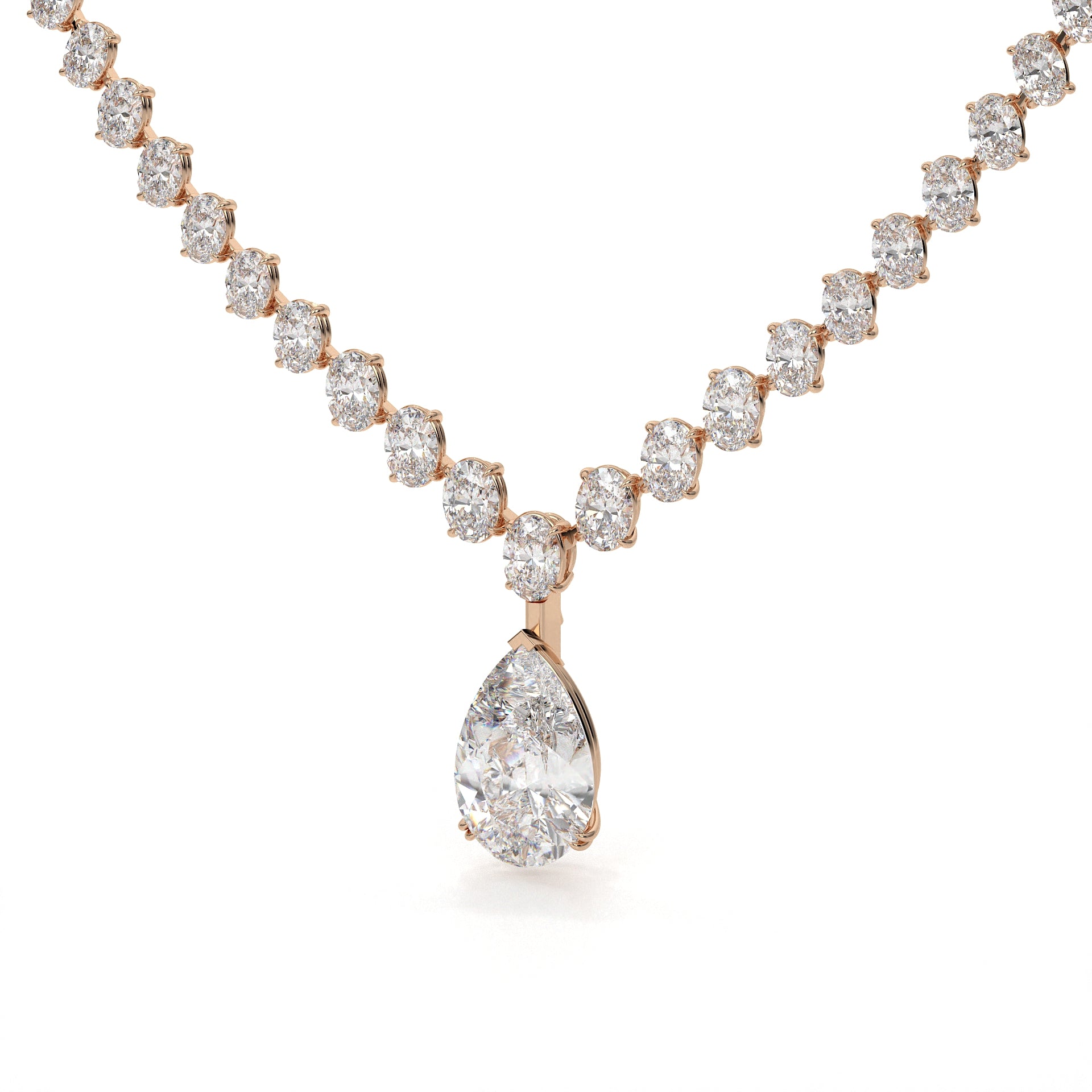 Pear And Oval Lab Grown Diamond Drop Necklace