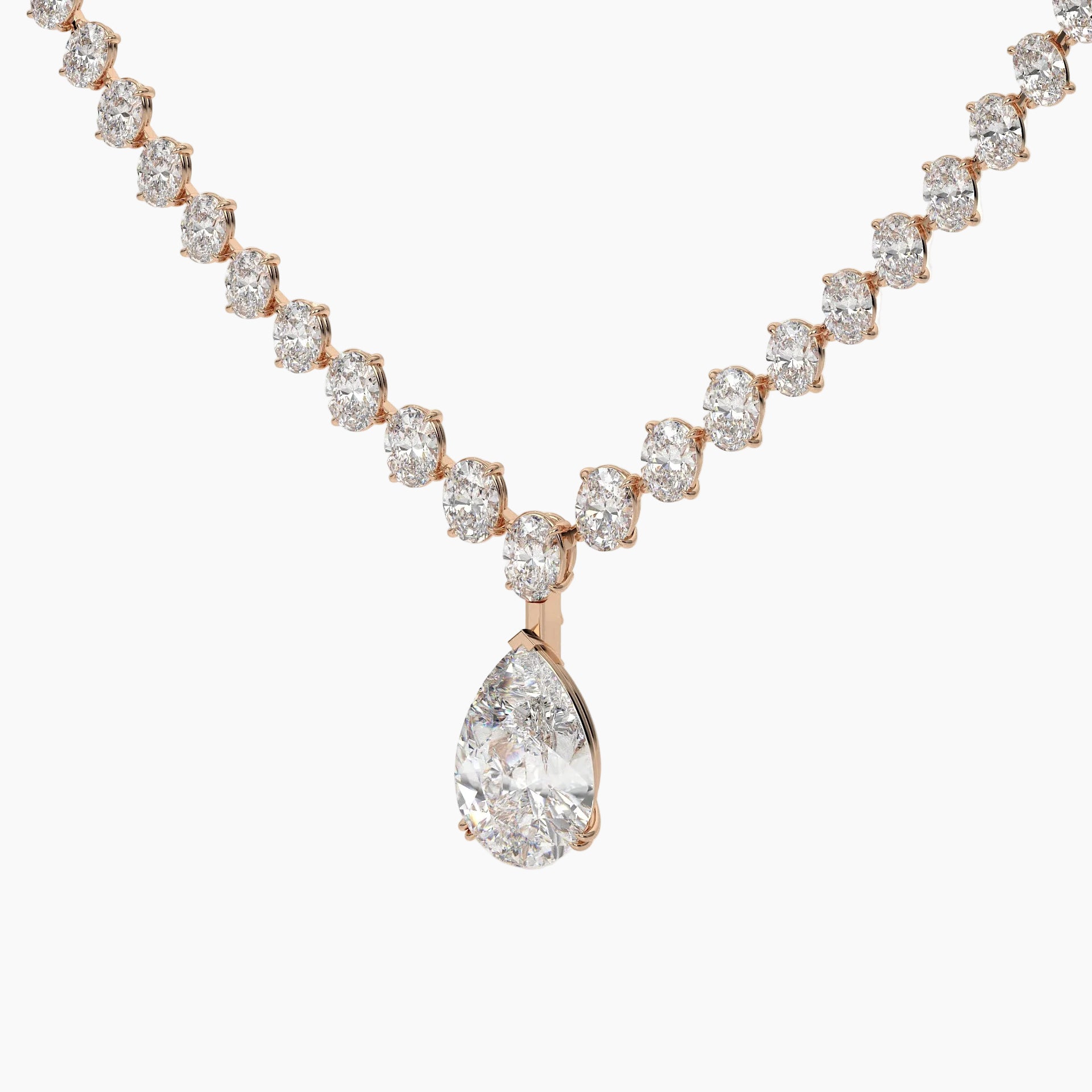 39 Carat Pear And Oval Lab Grown Diamond Drop Necklace