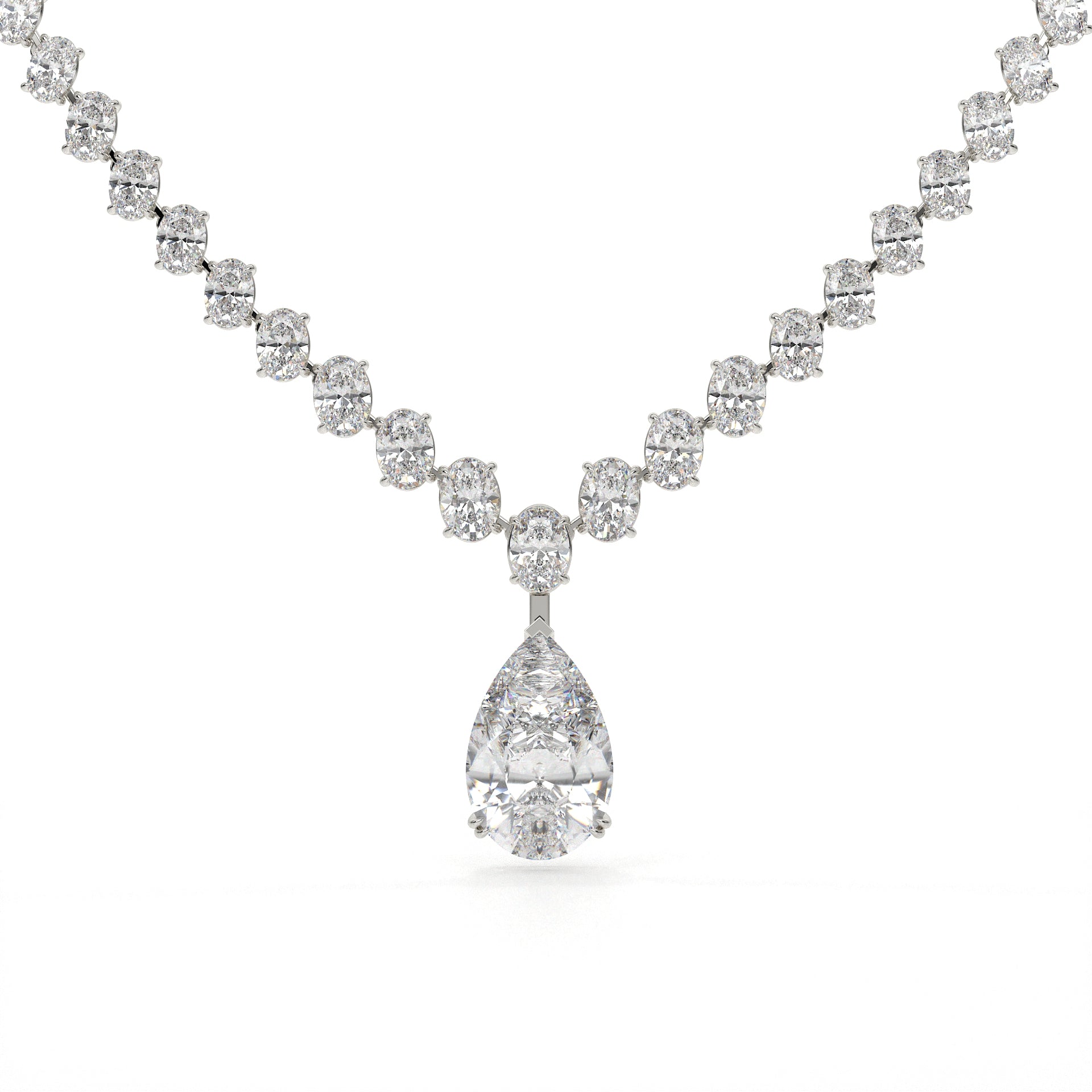 Pear And Oval Lab Grown Diamond Drop Necklace