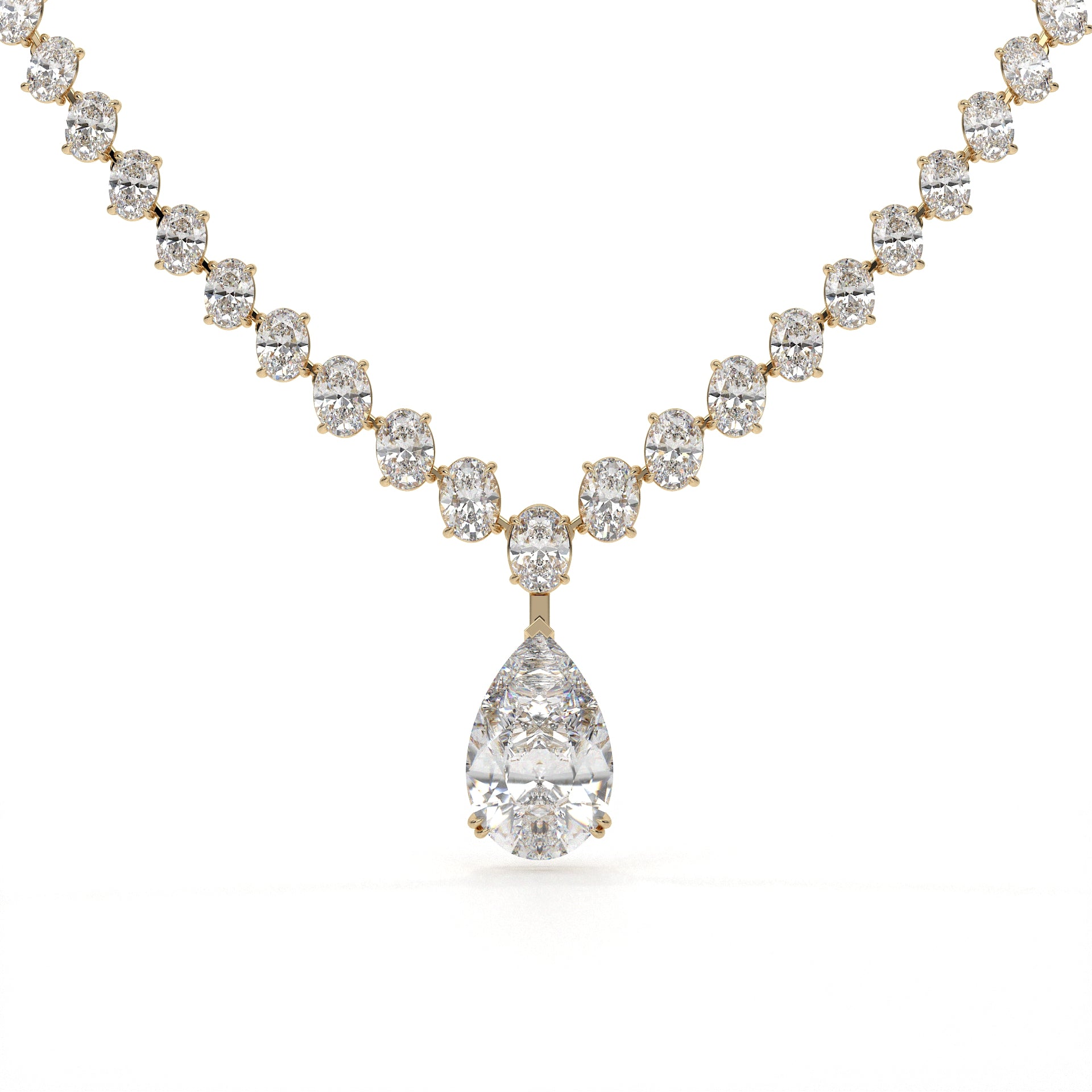 Pear And Oval Lab Grown Diamond Drop Necklace