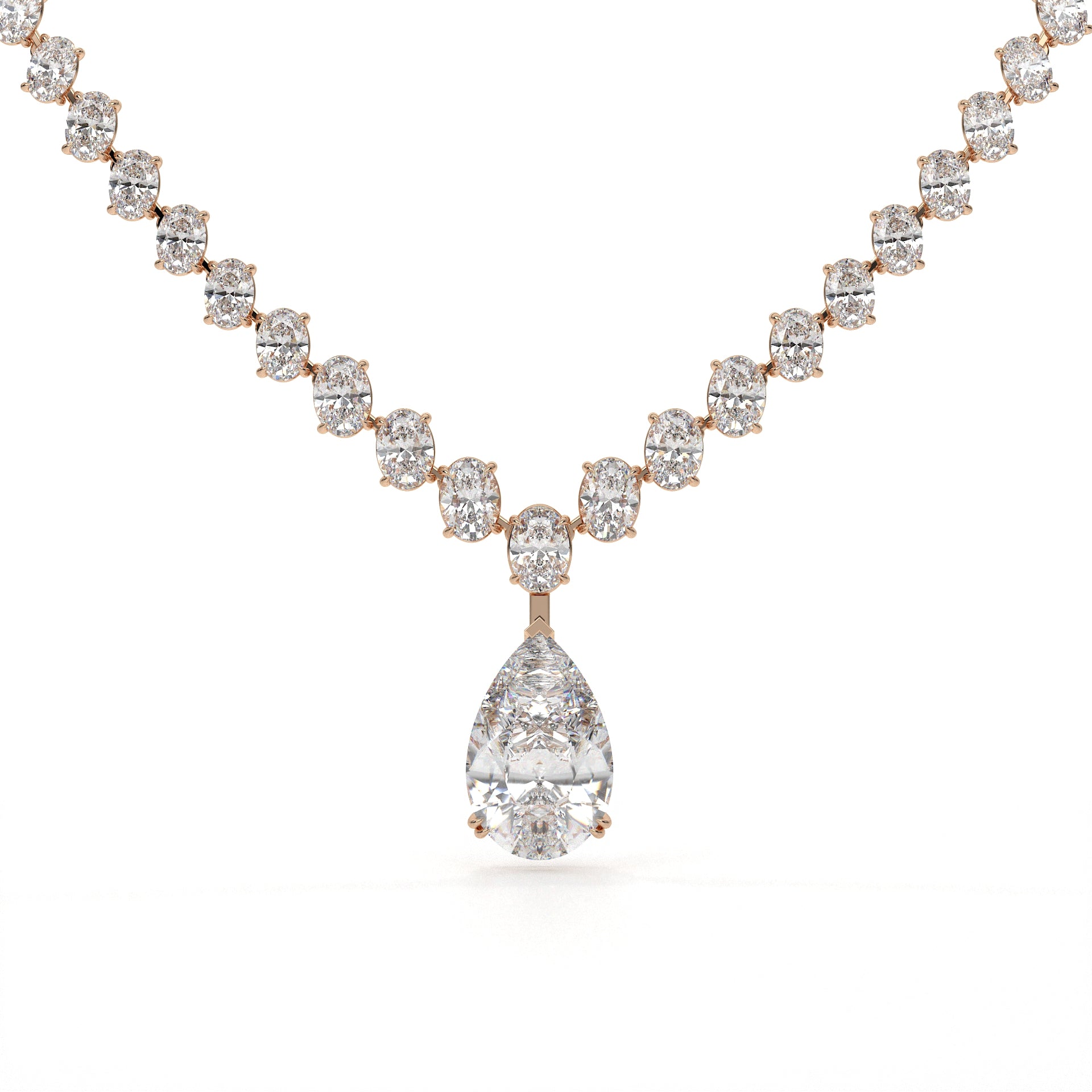 Pear And Oval Lab Grown Diamond Drop Necklace