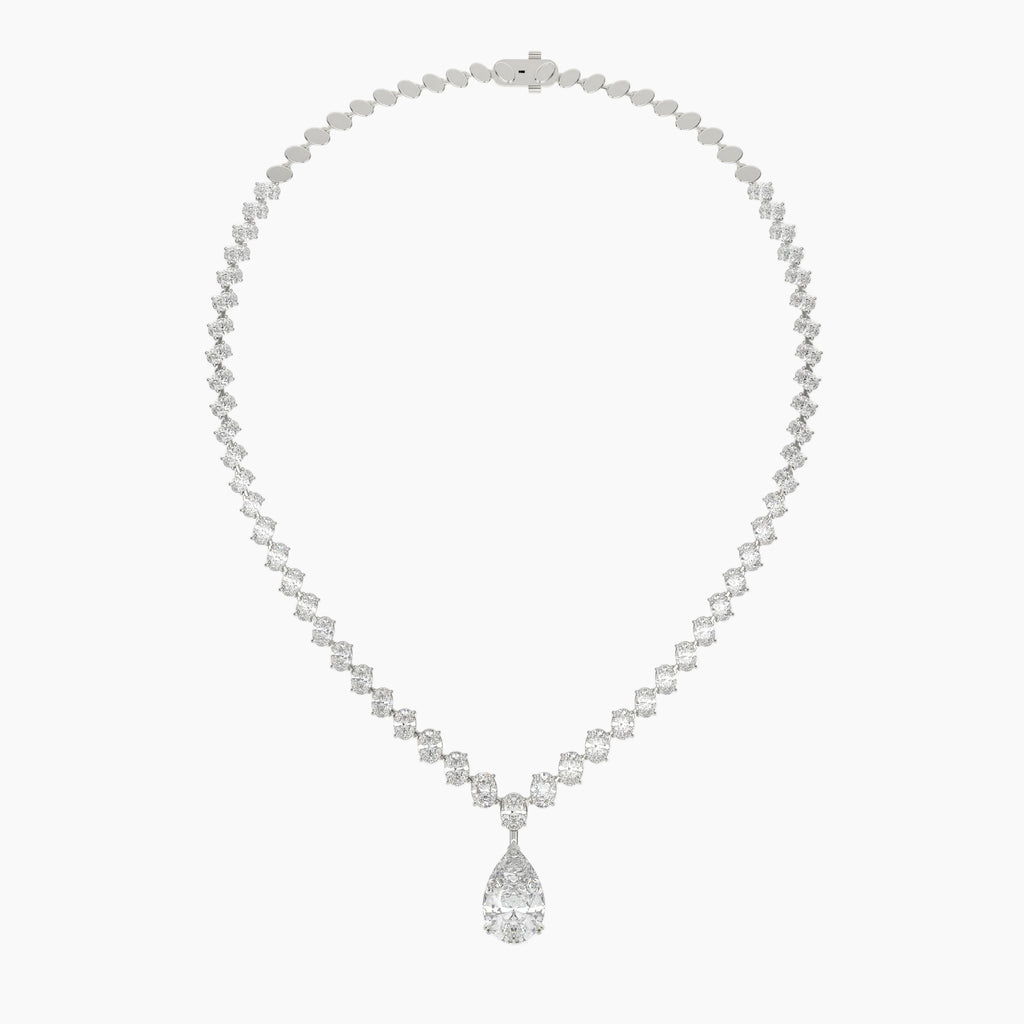 39 Carat Pear And Oval Lab Grown Diamond Drop Necklace