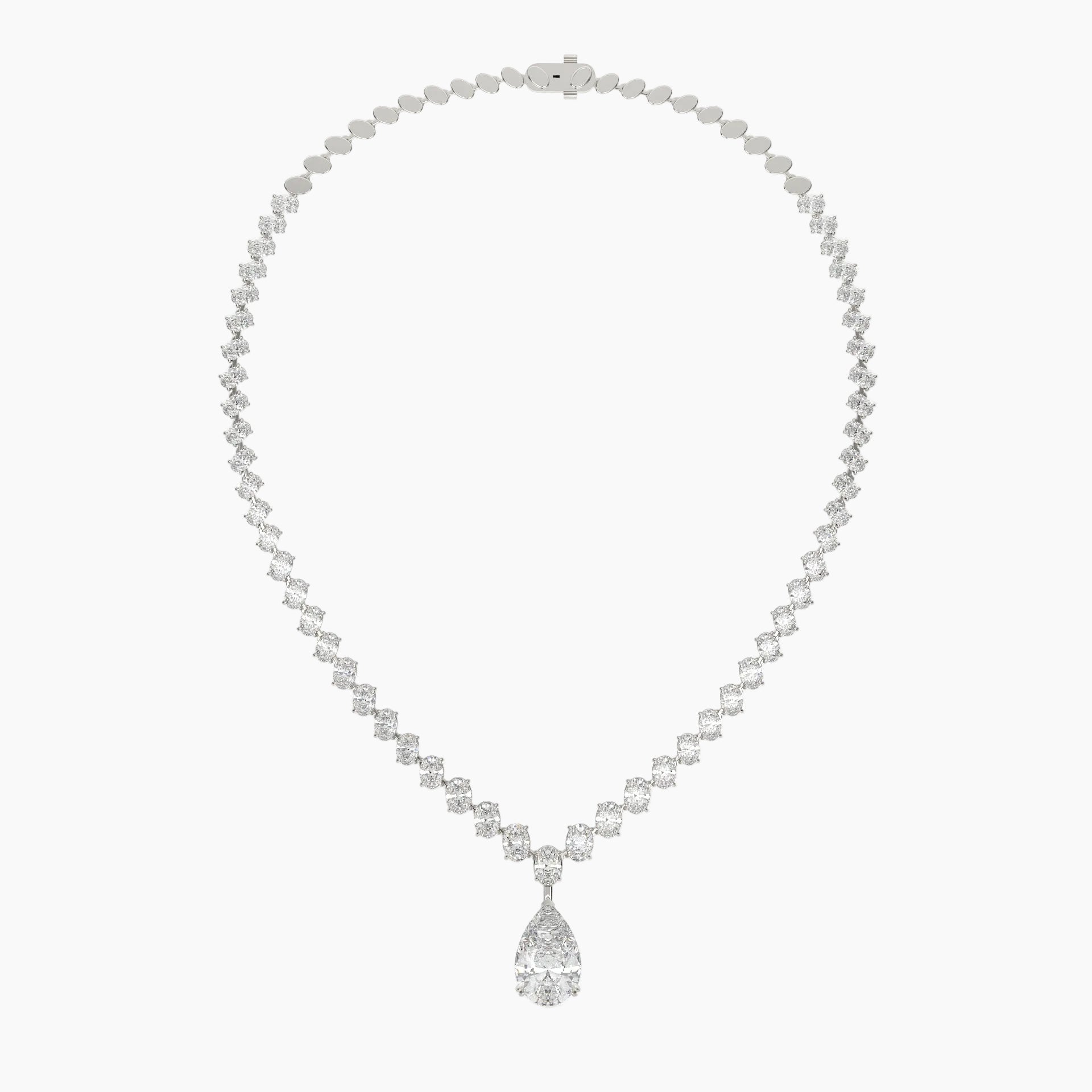 39 Carat Pear And Oval Lab Grown Diamond Drop Necklace