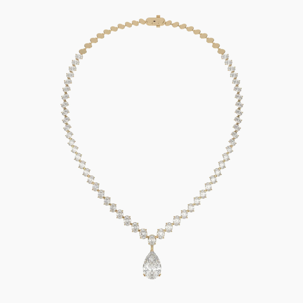 39 Carat Pear And Oval Lab Grown Diamond Drop Necklace