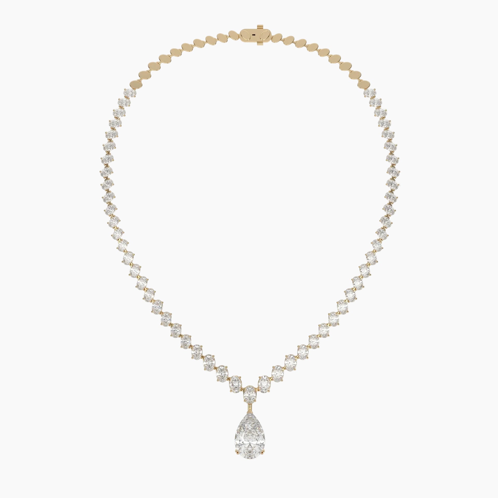 39 Carat Pear And Oval Lab Grown Diamond Drop Necklace