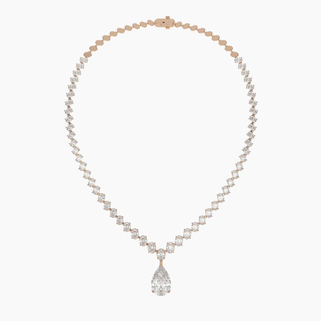39 Carat Pear And Oval Lab Grown Diamond Drop Necklace