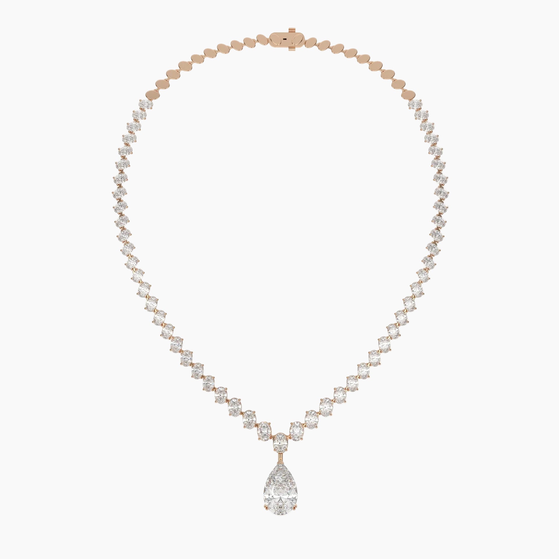 39 Carat Pear And Oval Lab Grown Diamond Drop Necklace