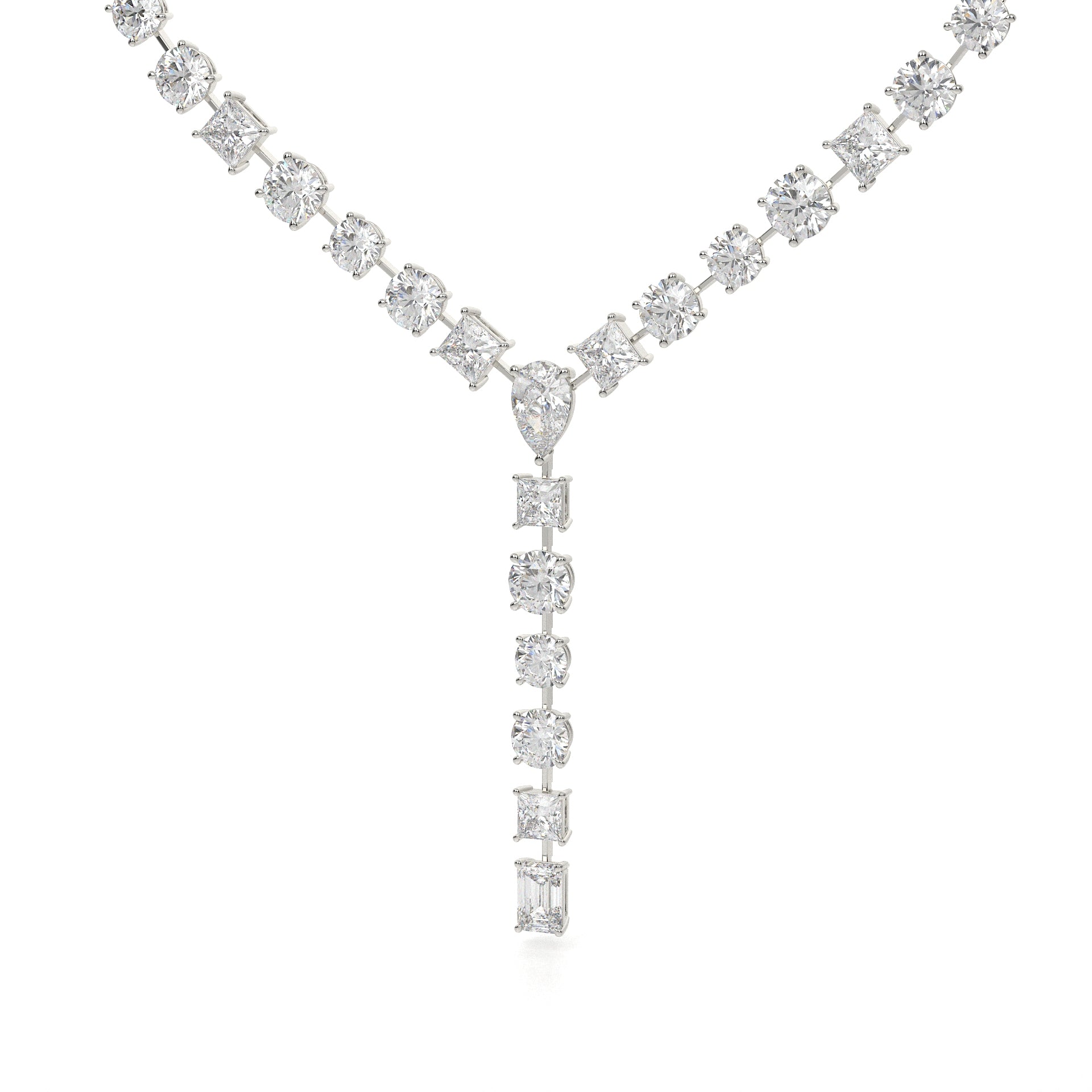Multi Shape Lab Grown Diamond Y Necklace