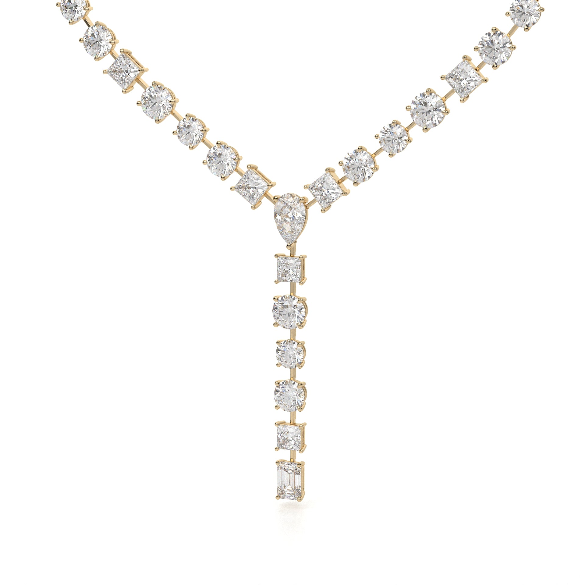 Multi Shape Lab Grown Diamond Y Necklace