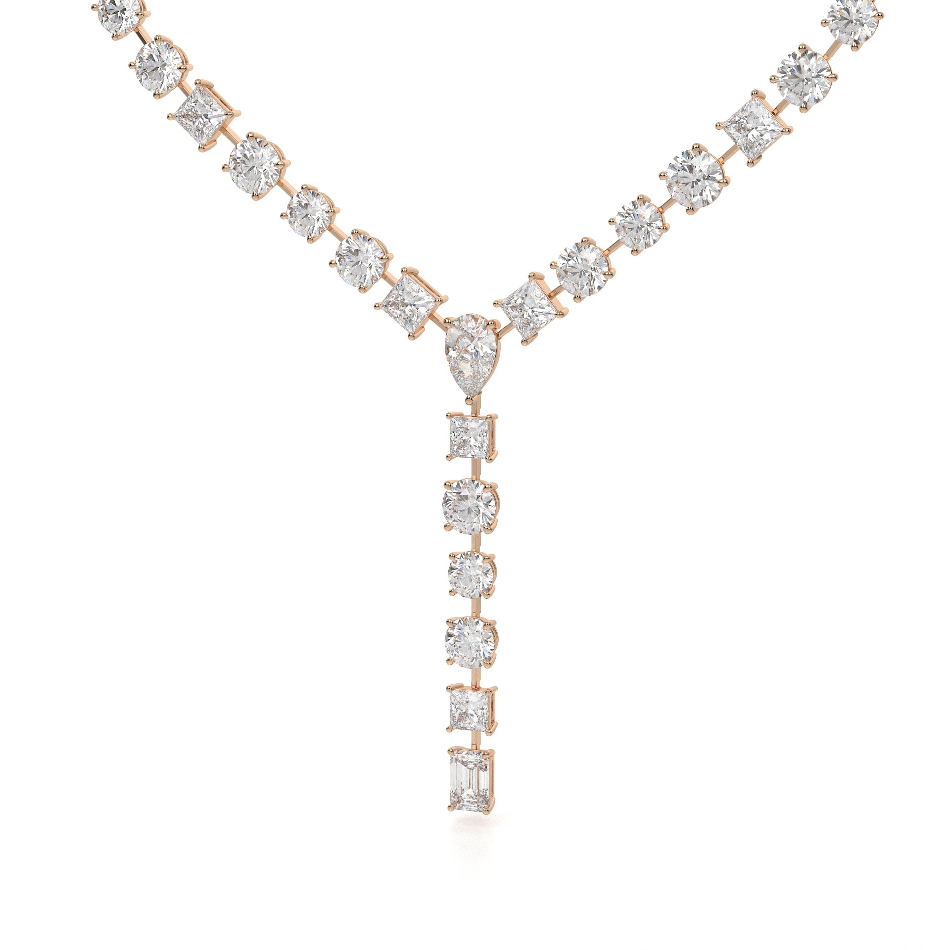 Multi Shape Lab Grown Diamond Y Necklace