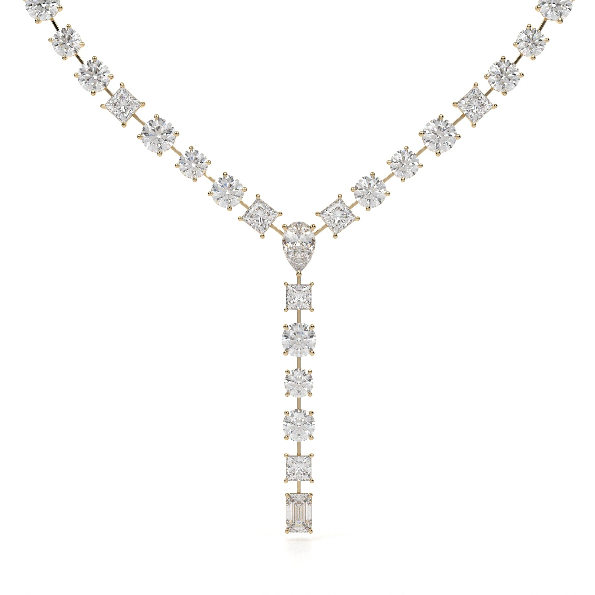 Multi Shape Lab Grown Diamond Y Necklace