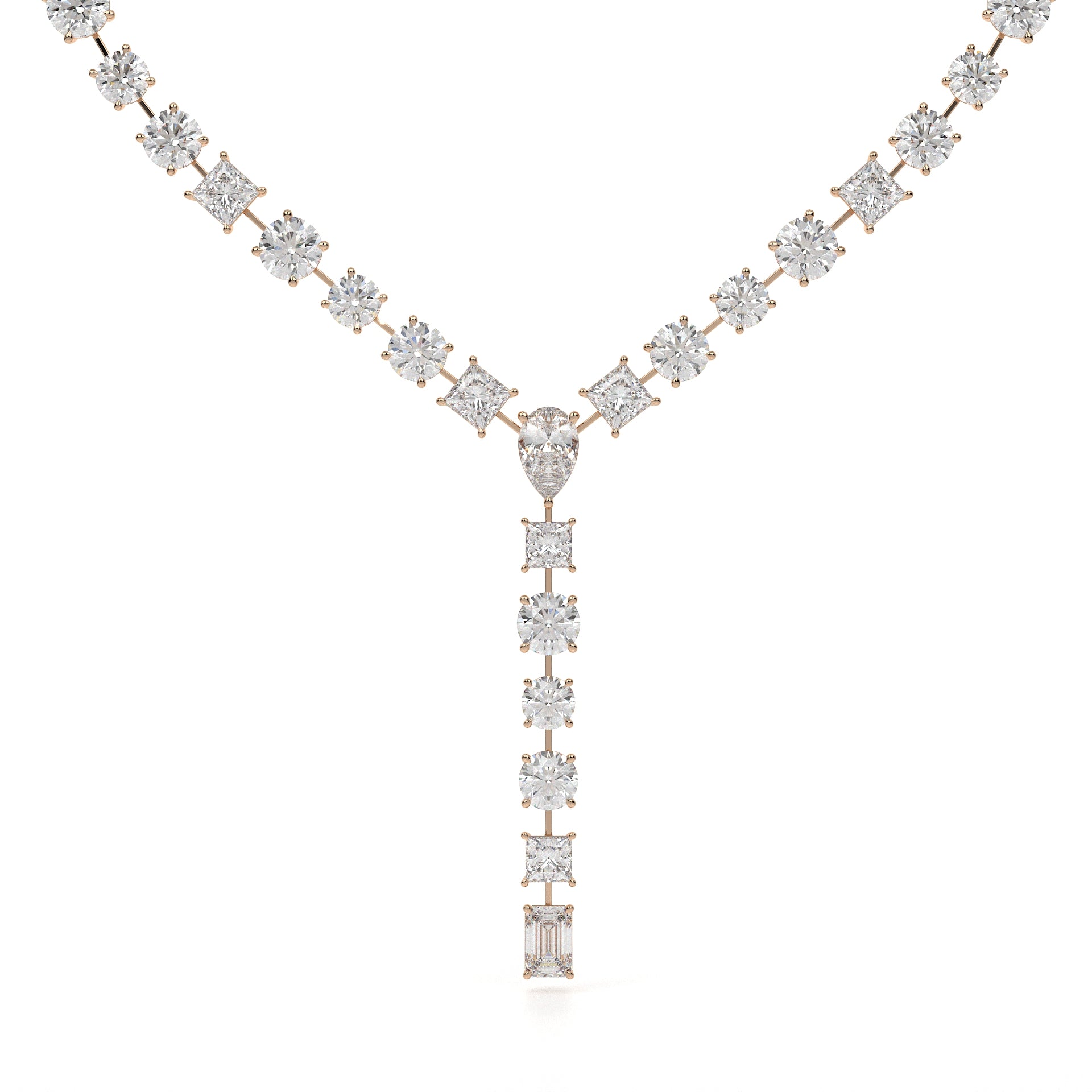 Multi Shape Lab Grown Diamond Y Necklace