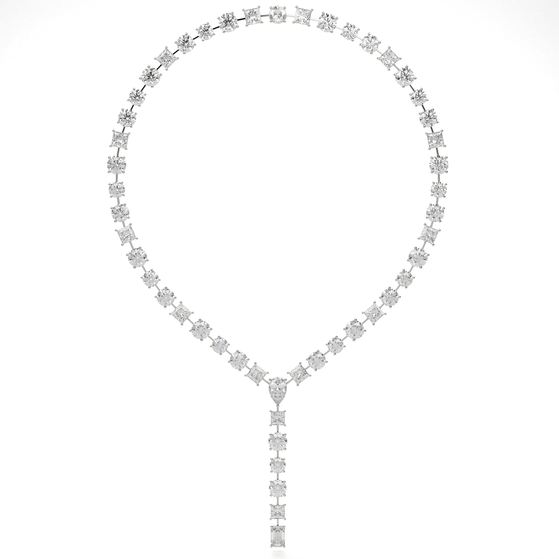 Multi Shape Lab Grown Diamond Y Necklace