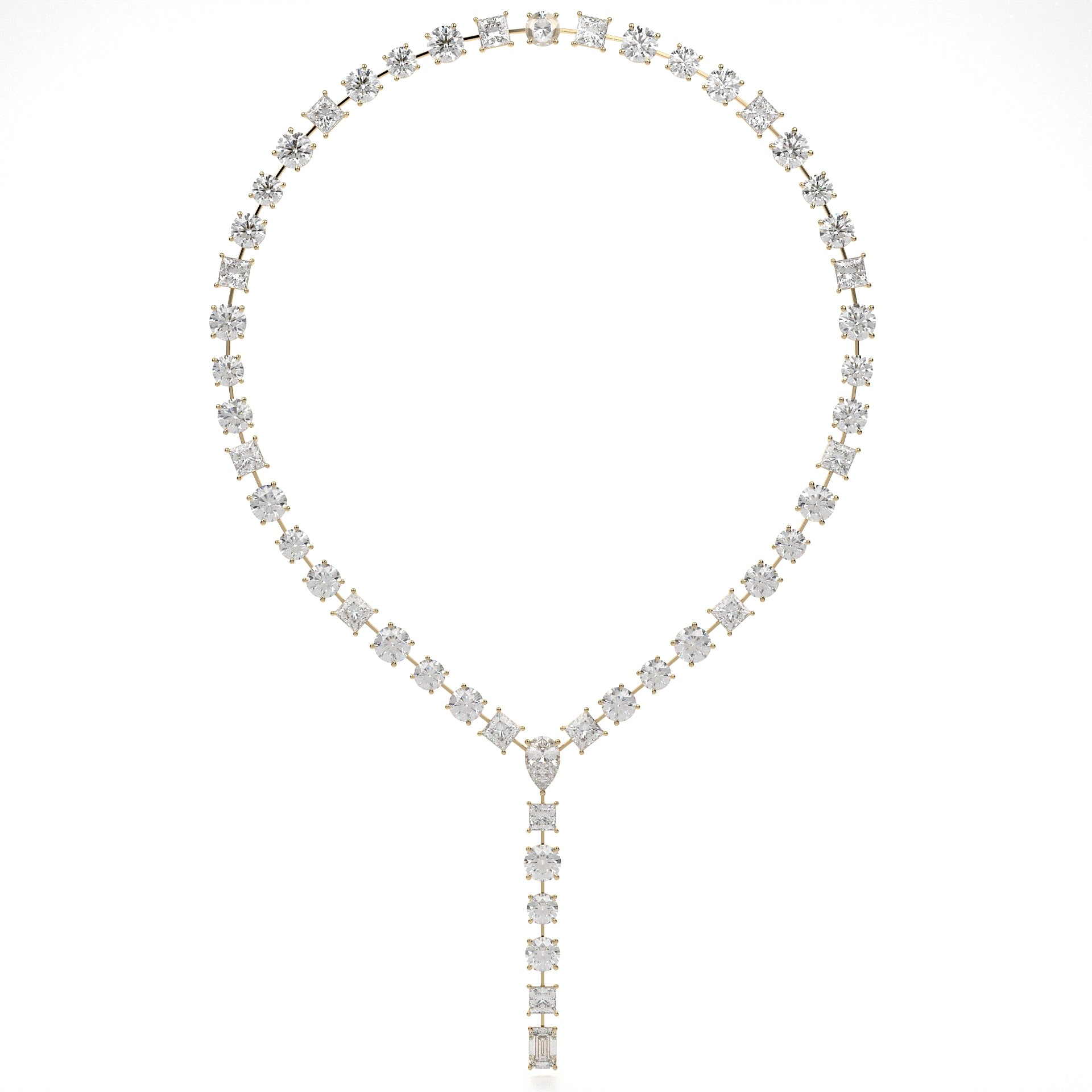 Multi Shape Lab Grown Diamond Y Necklace