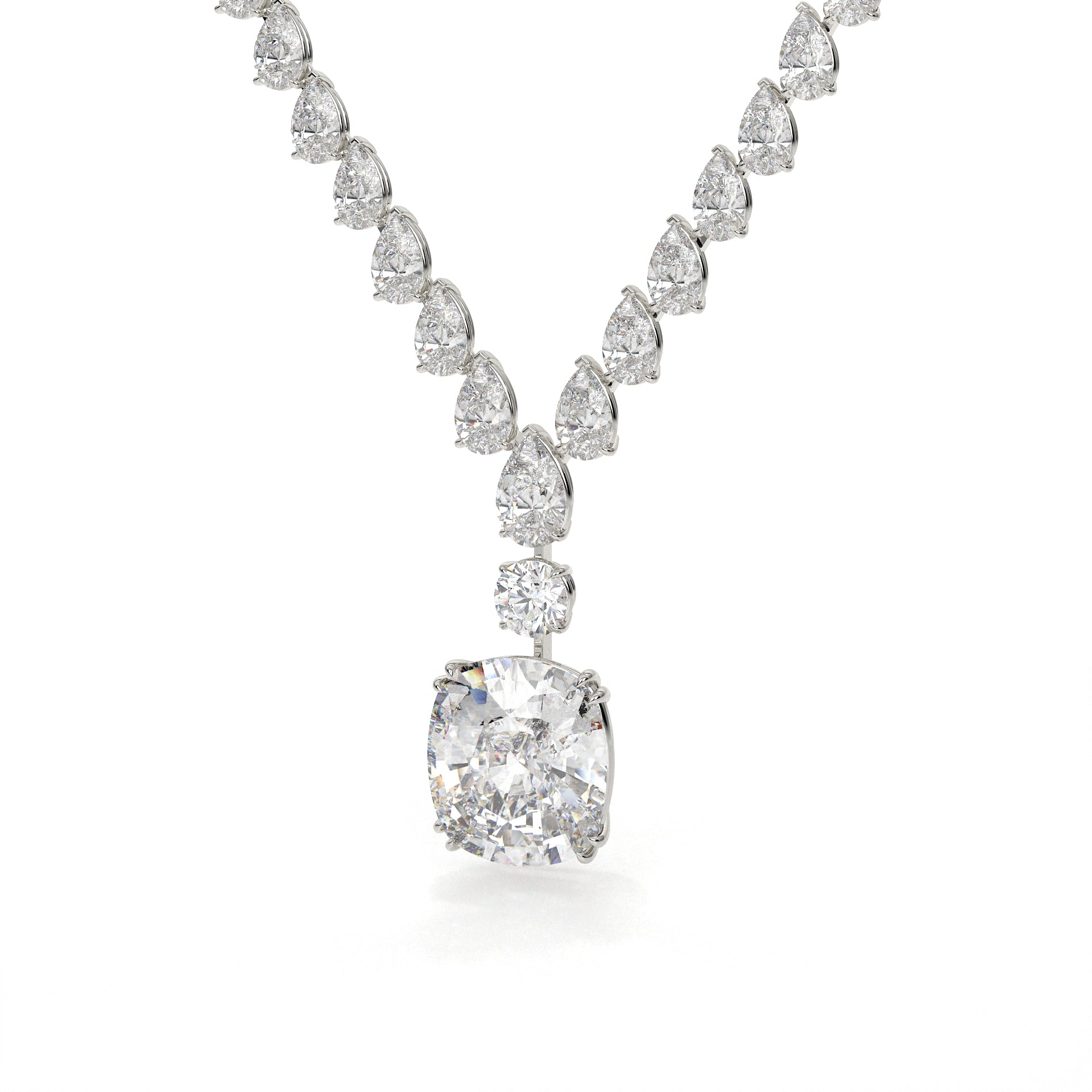 Multi Shape Lab Diamond Drop Necklace