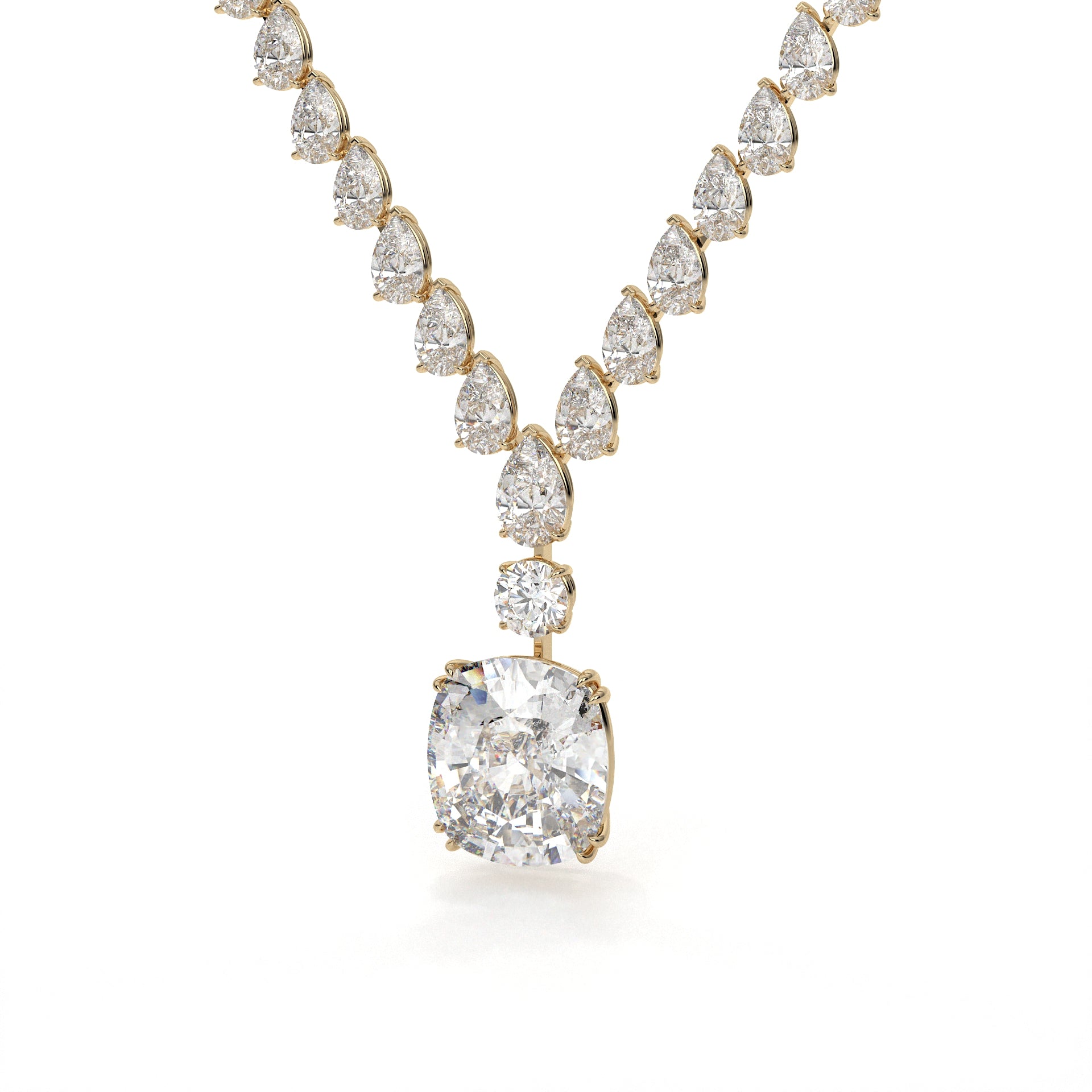 Multi Shape Lab Diamond Drop Necklace