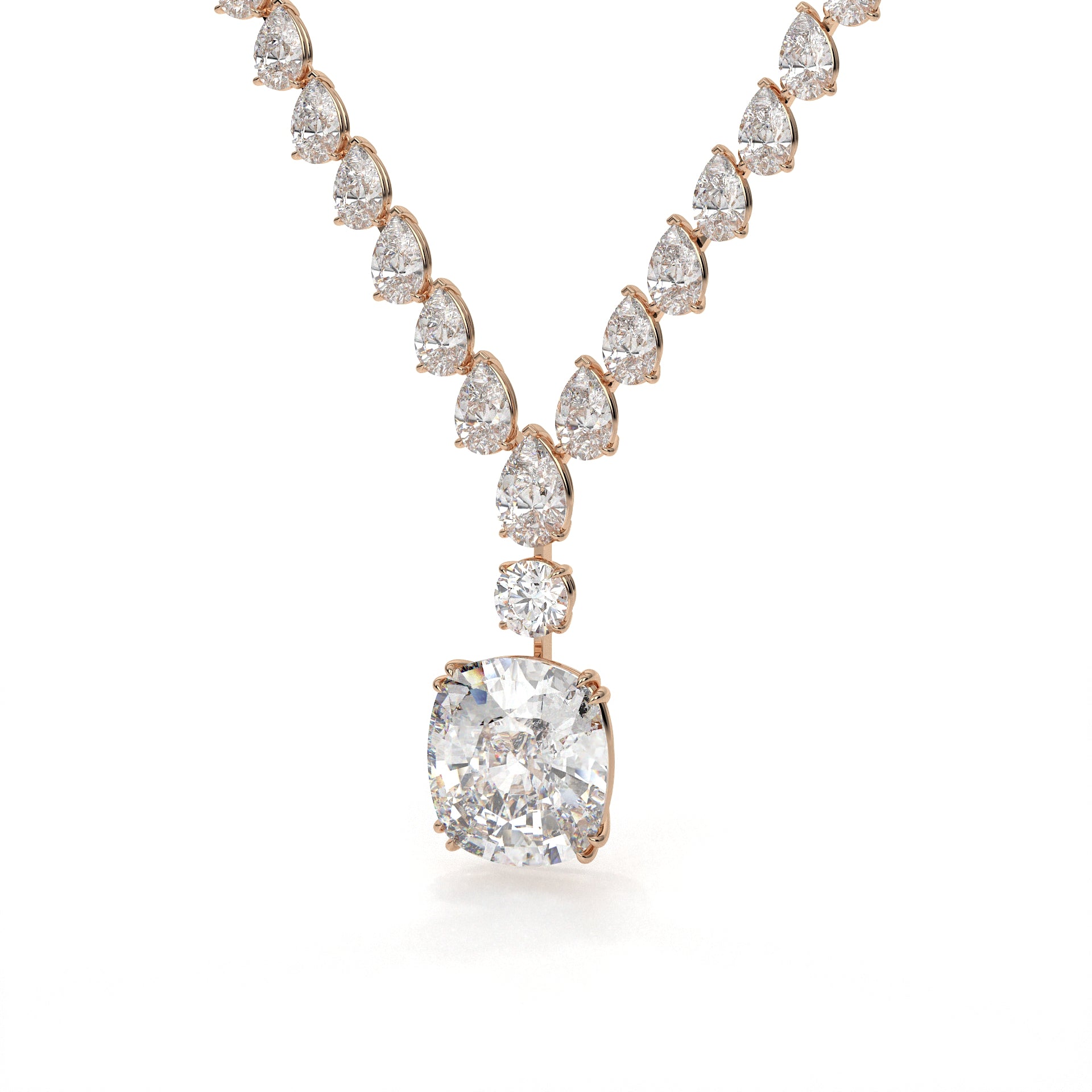 Multi Shape Lab Diamond Drop Necklace