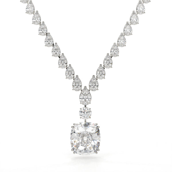 Multi Shape Lab Diamond Drop Necklace