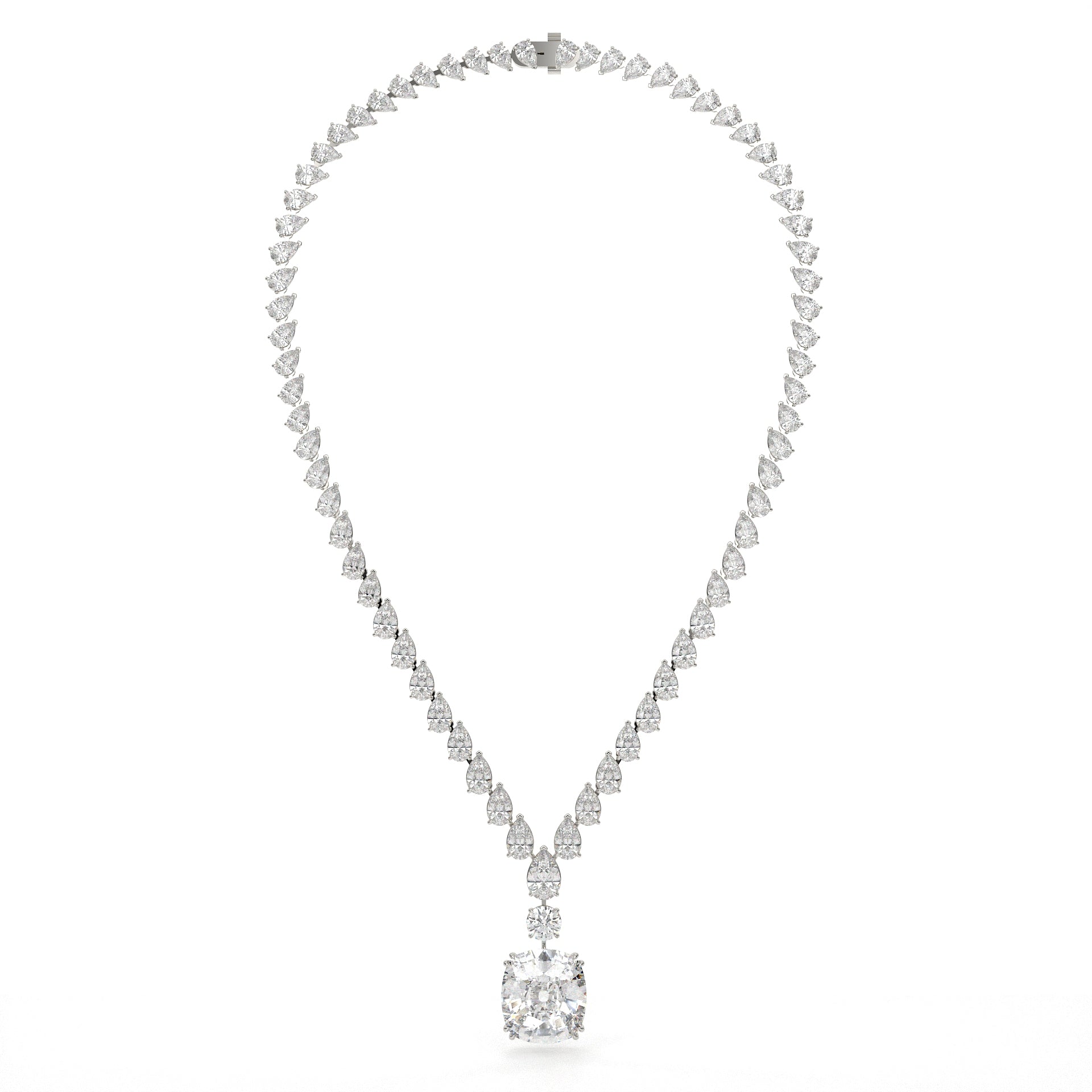 Multi Shape Lab Diamond Drop Necklace